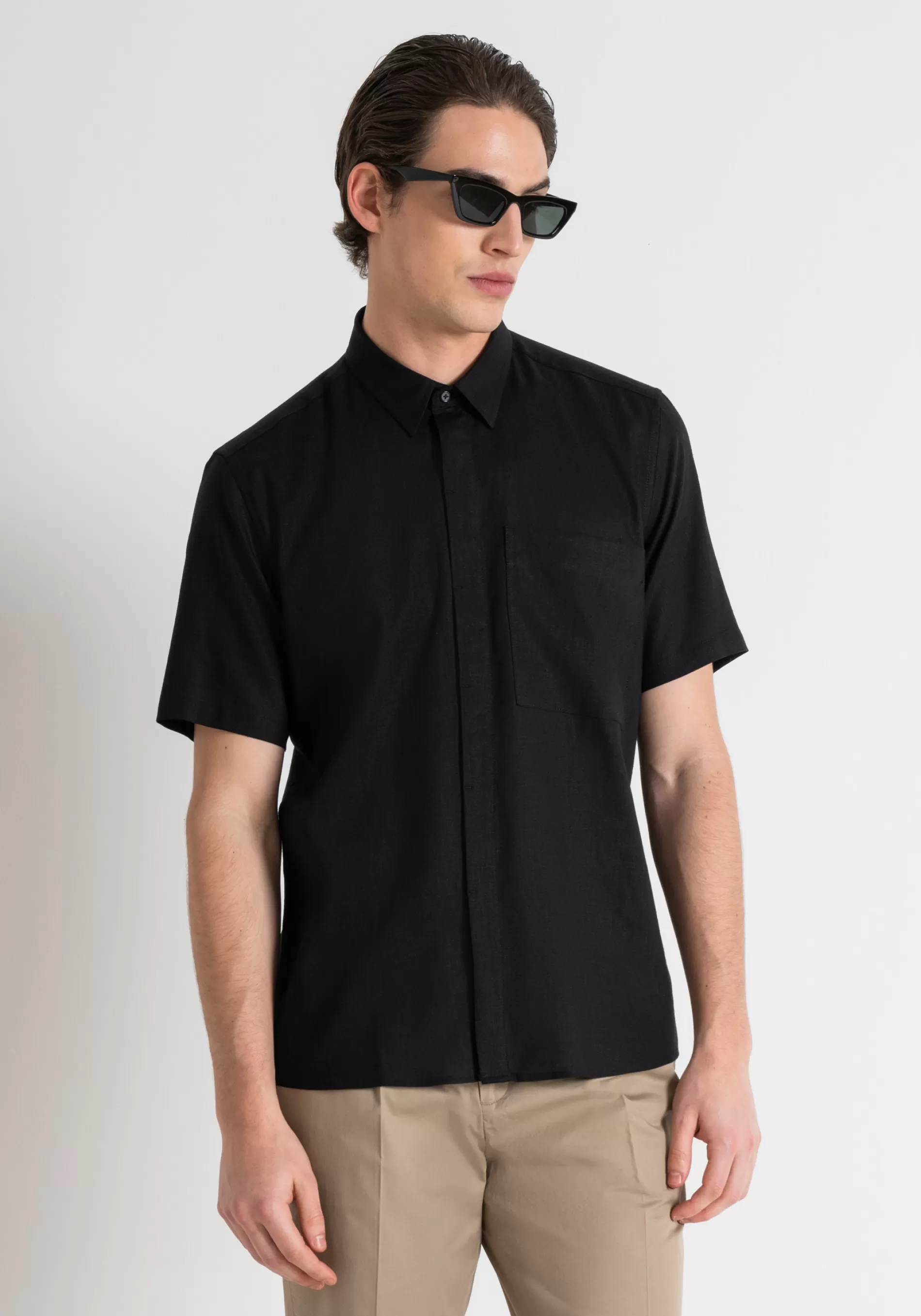 Best Sale ADALIA REGULAR STRAIGHT FIT SHIRT IN LINEN VISCOSE WITH SOFT HAND Shirts