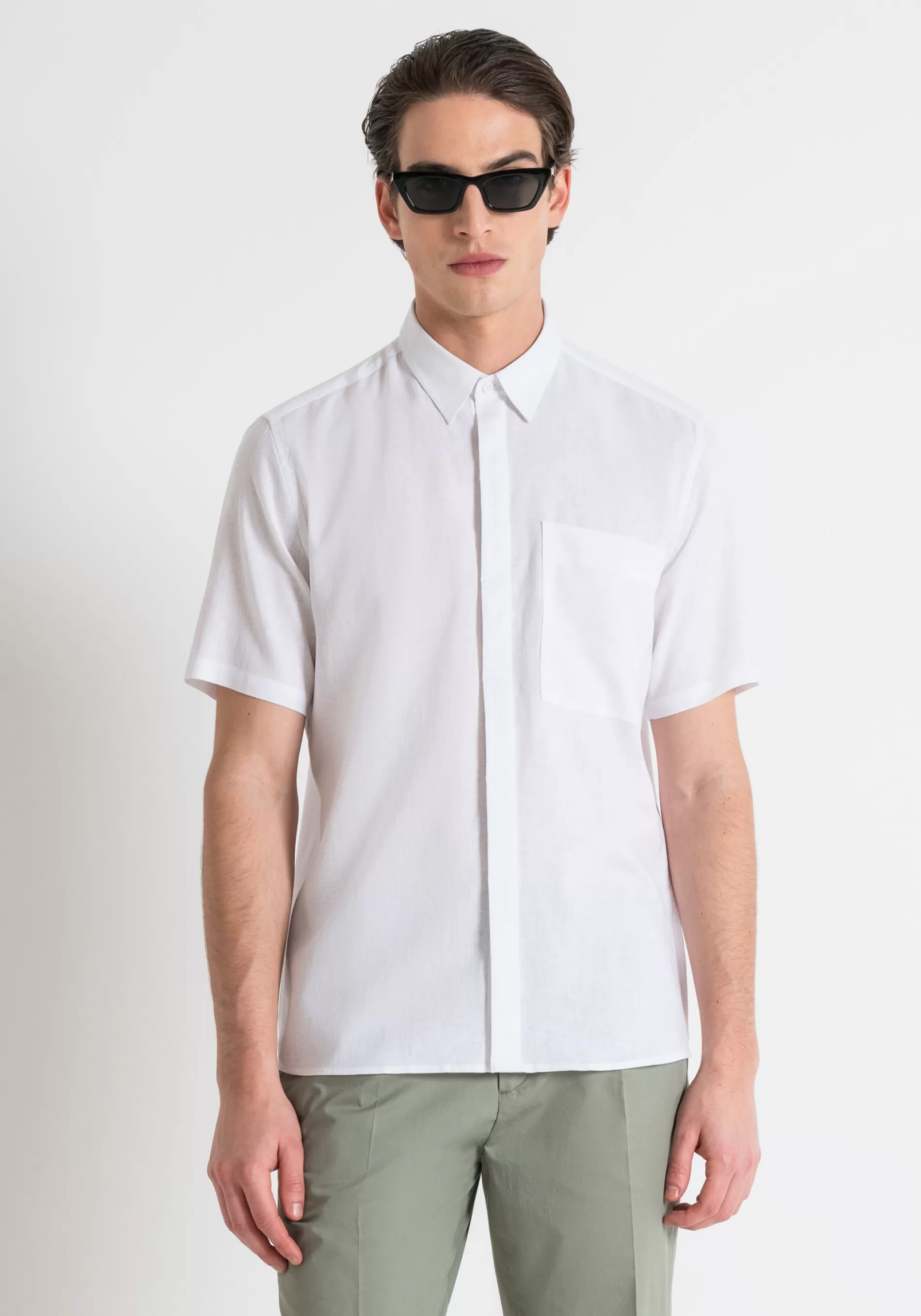 Best ADALIA REGULAR STRAIGHT FIT SHIRT IN LINEN VISCOSE WITH SOFT HAND Shirts