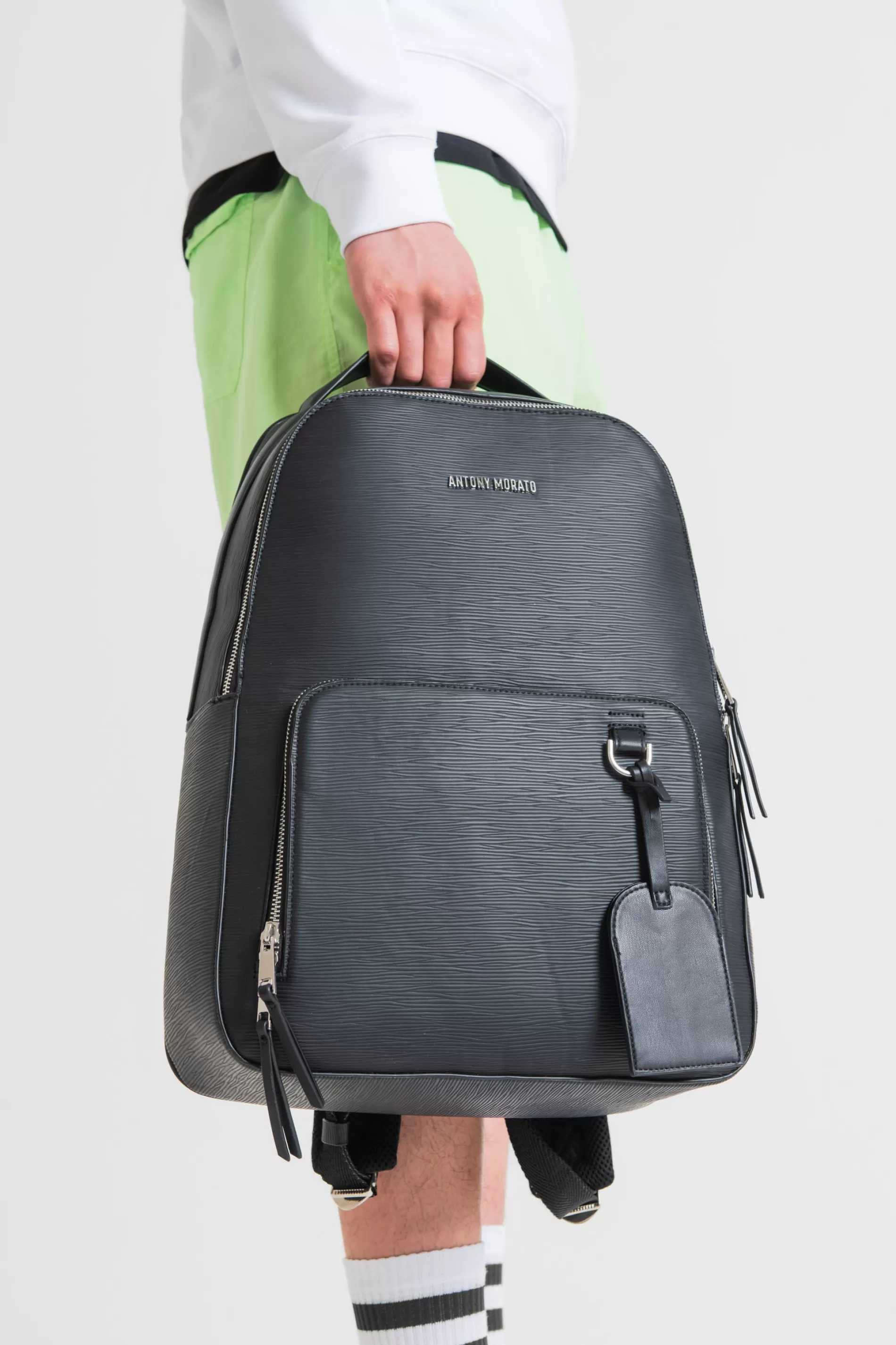 Shop BACKPACK IN PALMELLATO EFFECT FABRIC Handbags