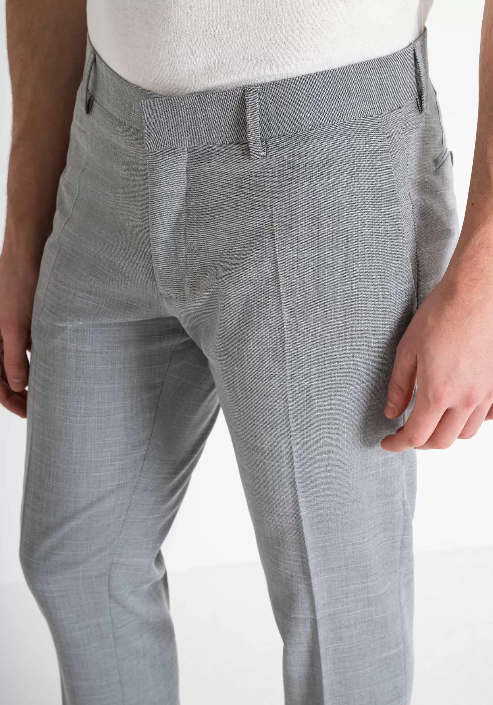 Discount BONNIE SLIM FIT TROUSERS IN ELASTIC VISCOSE BLEND FABRIC WITH FLAMED EFFECT Trousers