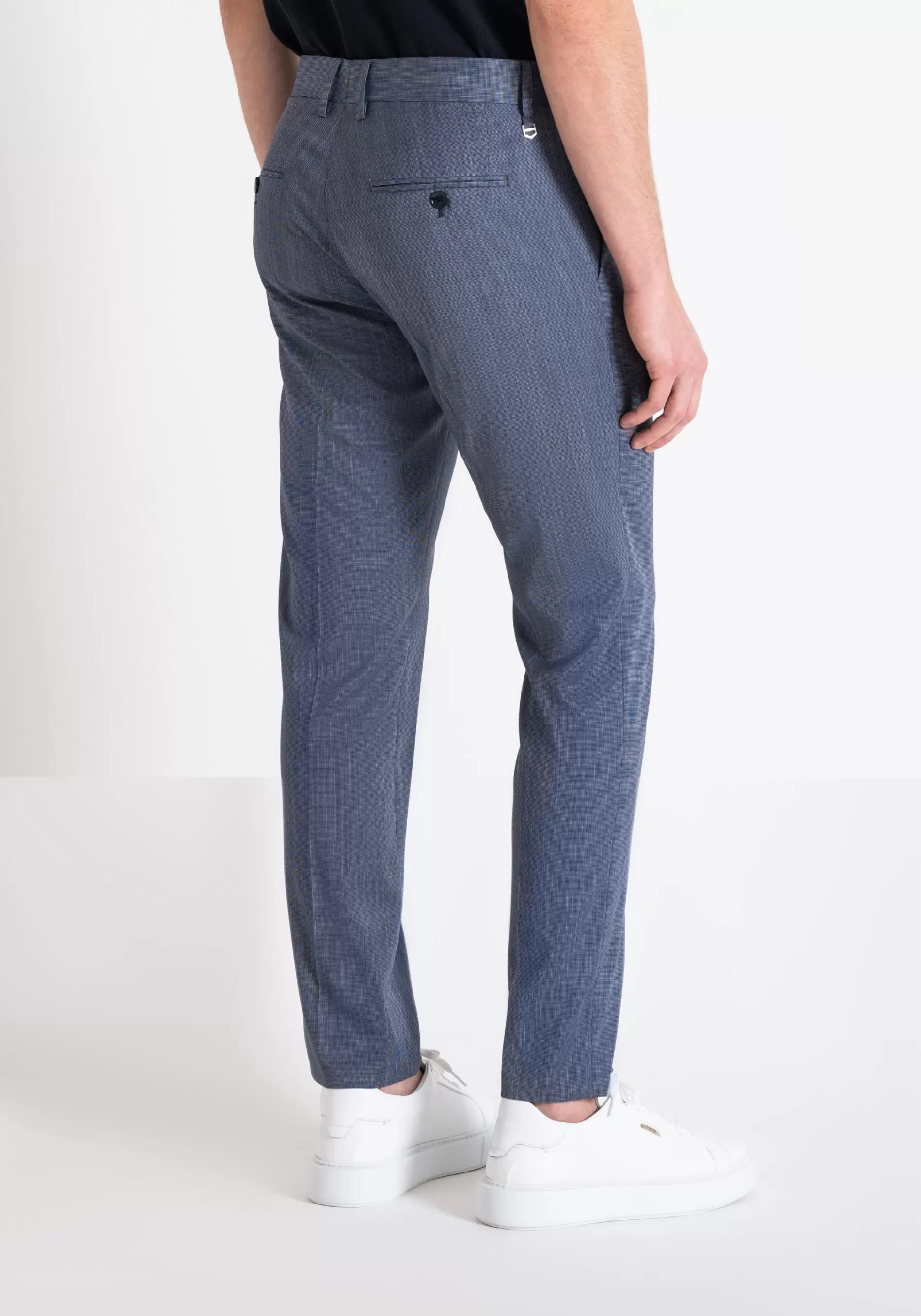 New BONNIE SLIM FIT TROUSERS IN ELASTIC VISCOSE BLEND FABRIC WITH MICRO PATTERN Trousers