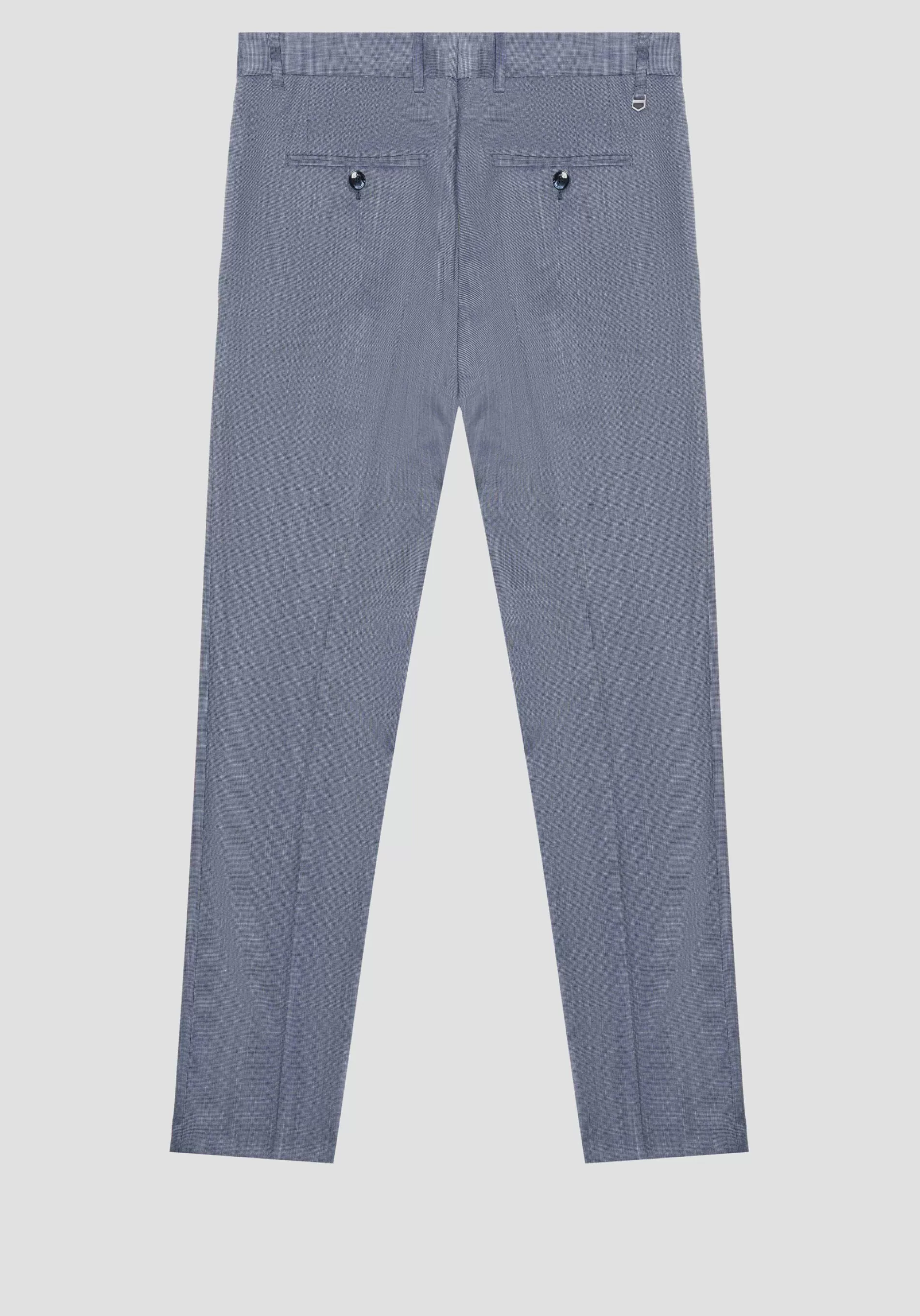 New BONNIE SLIM FIT TROUSERS IN ELASTIC VISCOSE BLEND FABRIC WITH MICRO PATTERN Trousers