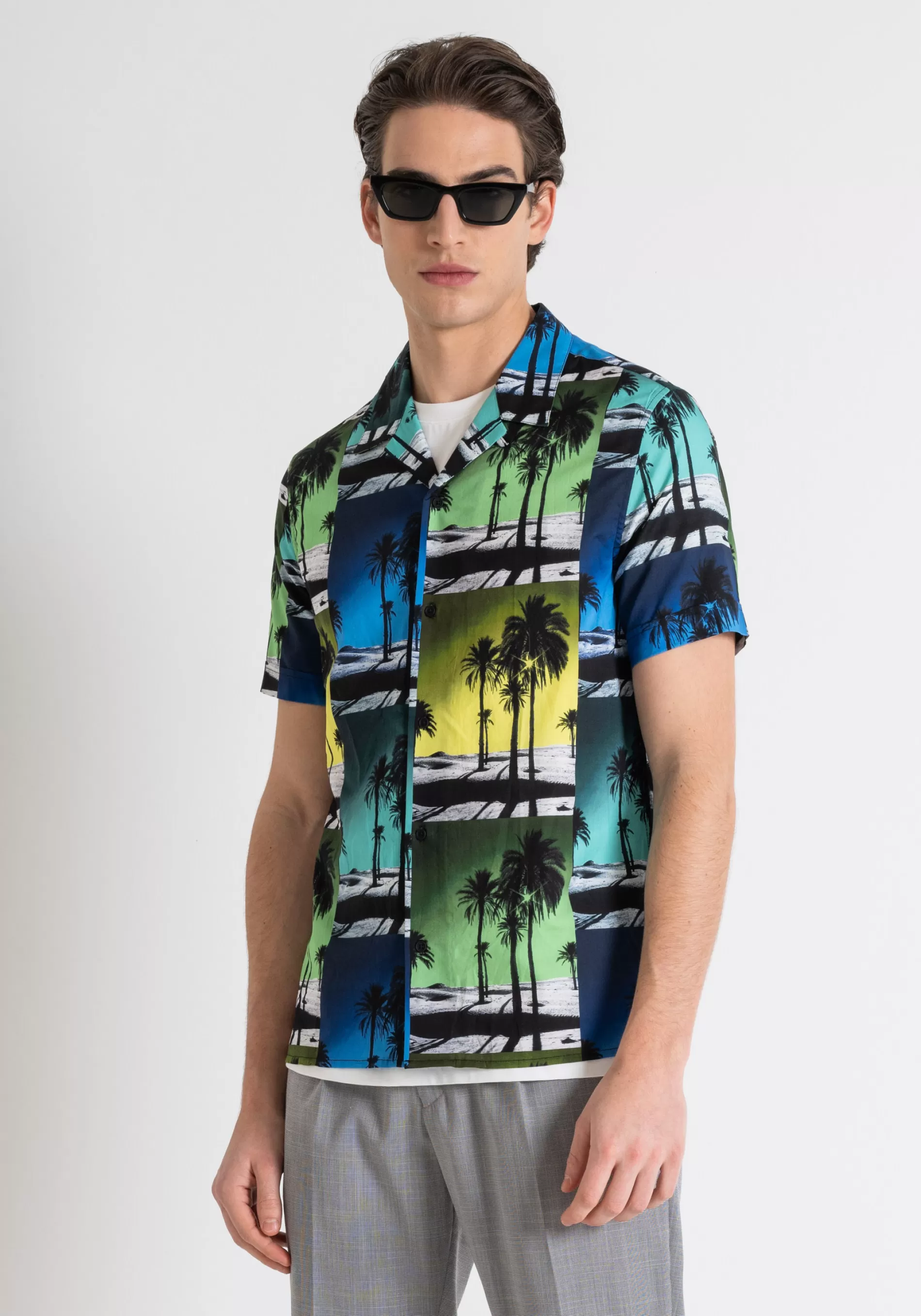 Shop HONOLULU REGULAR STRAIGHT FIT SHIRT IN PRINTED COTTON VISCOSE BLEND Shirts
