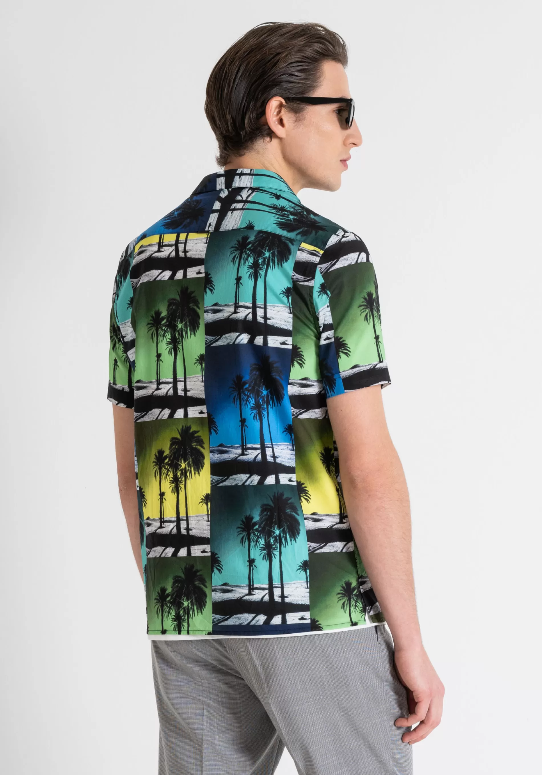 Shop HONOLULU REGULAR STRAIGHT FIT SHIRT IN PRINTED COTTON VISCOSE BLEND Shirts