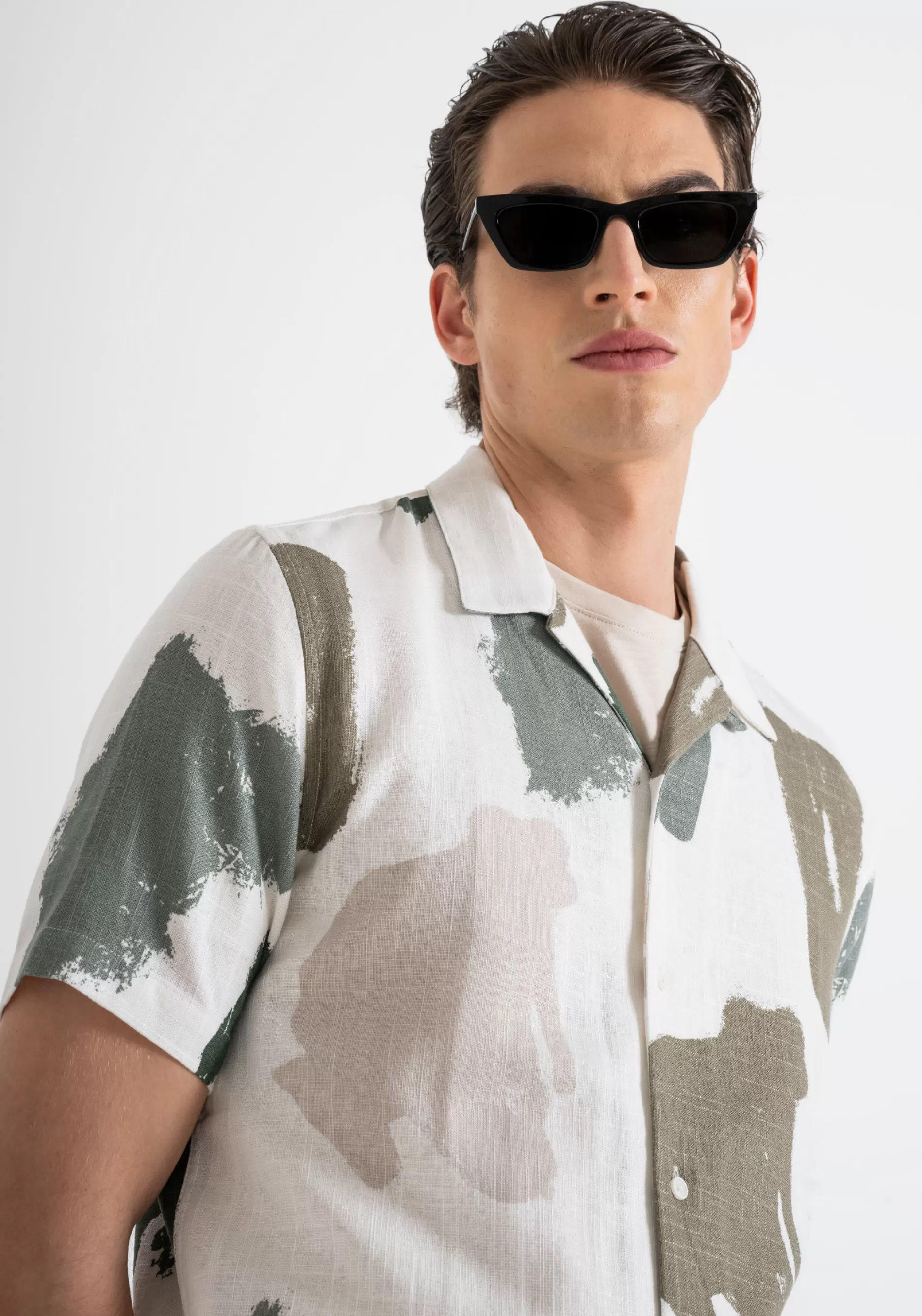 Best Sale HONOLULU REGULAR STRAIGHT FIT SHIRT IN PRINTED LINEN VISCOSE Shirts