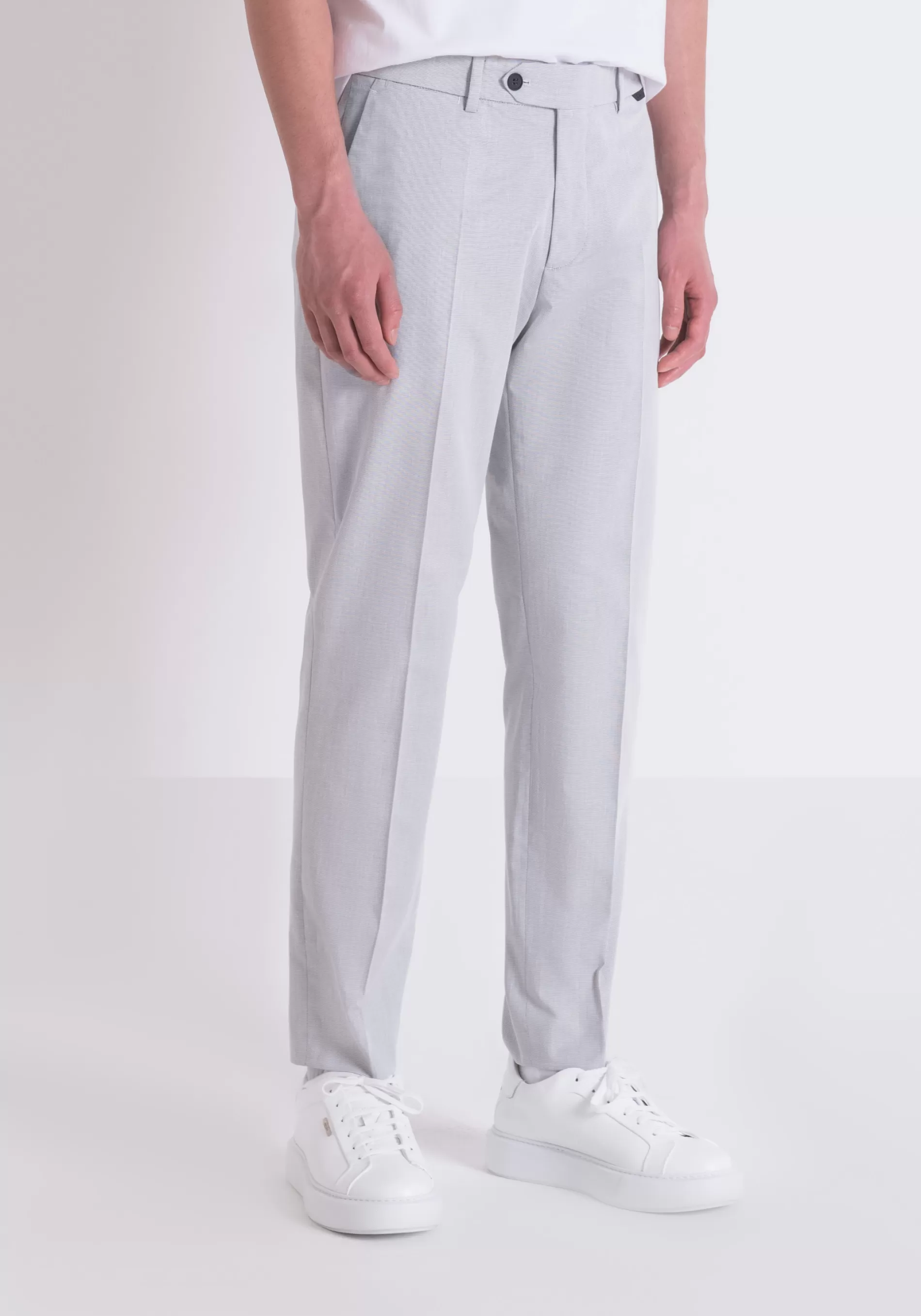 Shop MARK SLIM FIT TROUSERS IN ARMORED COTTON BLEND FABRIC Trousers