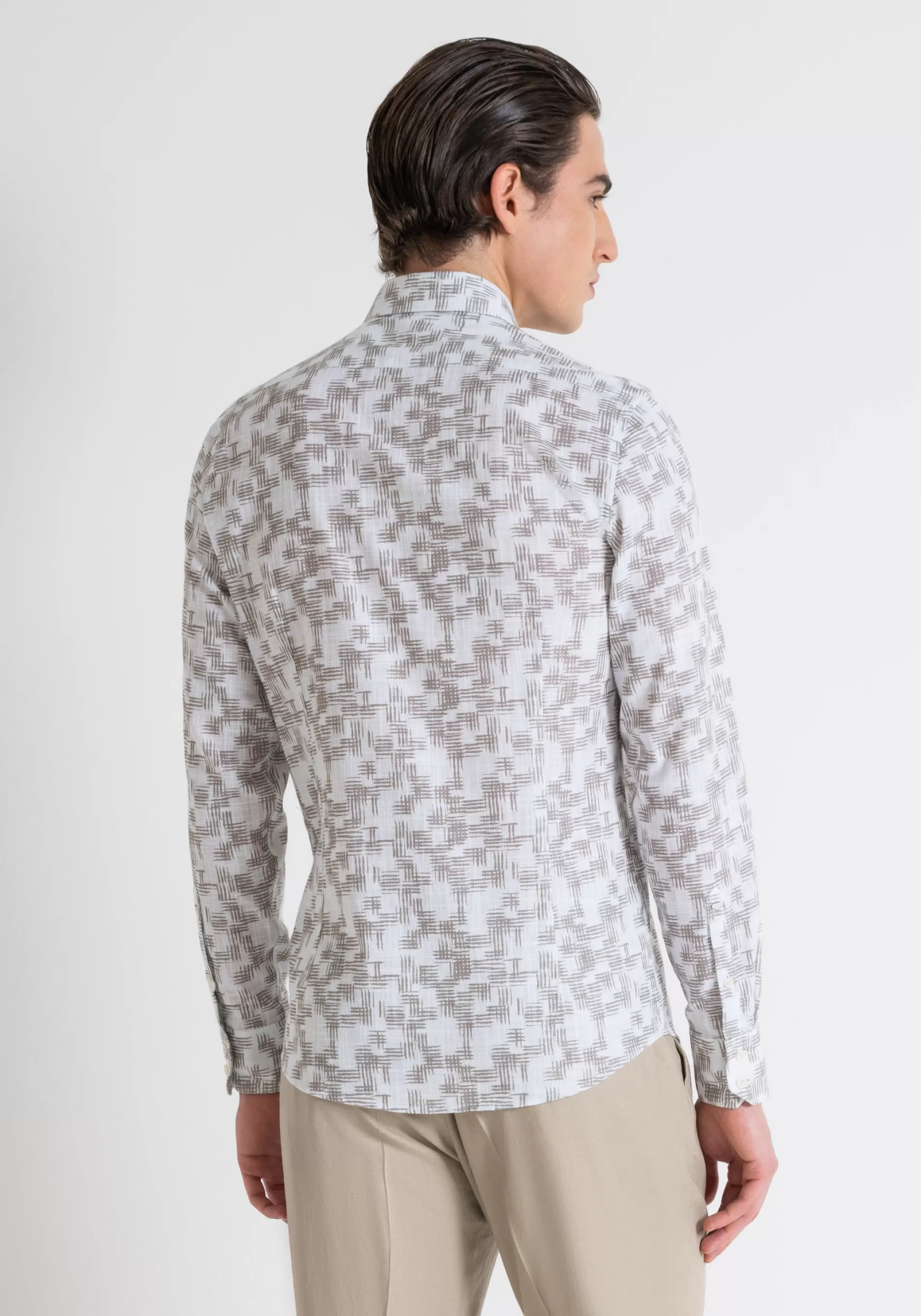 Best Sale NAPLES SLIM FIT SHIRT IN PRINTED FLAMED COTTON Shirts
