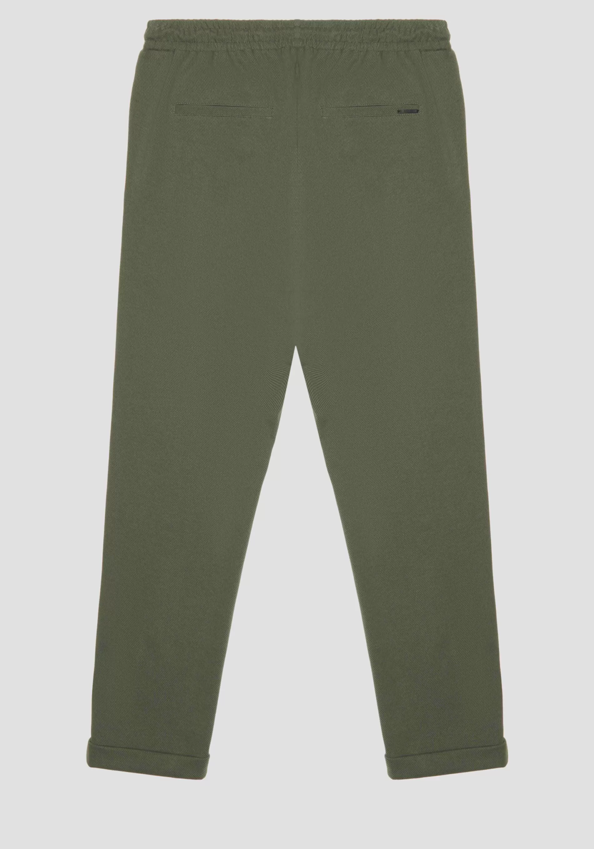 Store PANTALONI CARROT FIT IN TWILL DI COTONE MISTO ELASTICO CON PLACCHETTA LOGATA Trousers