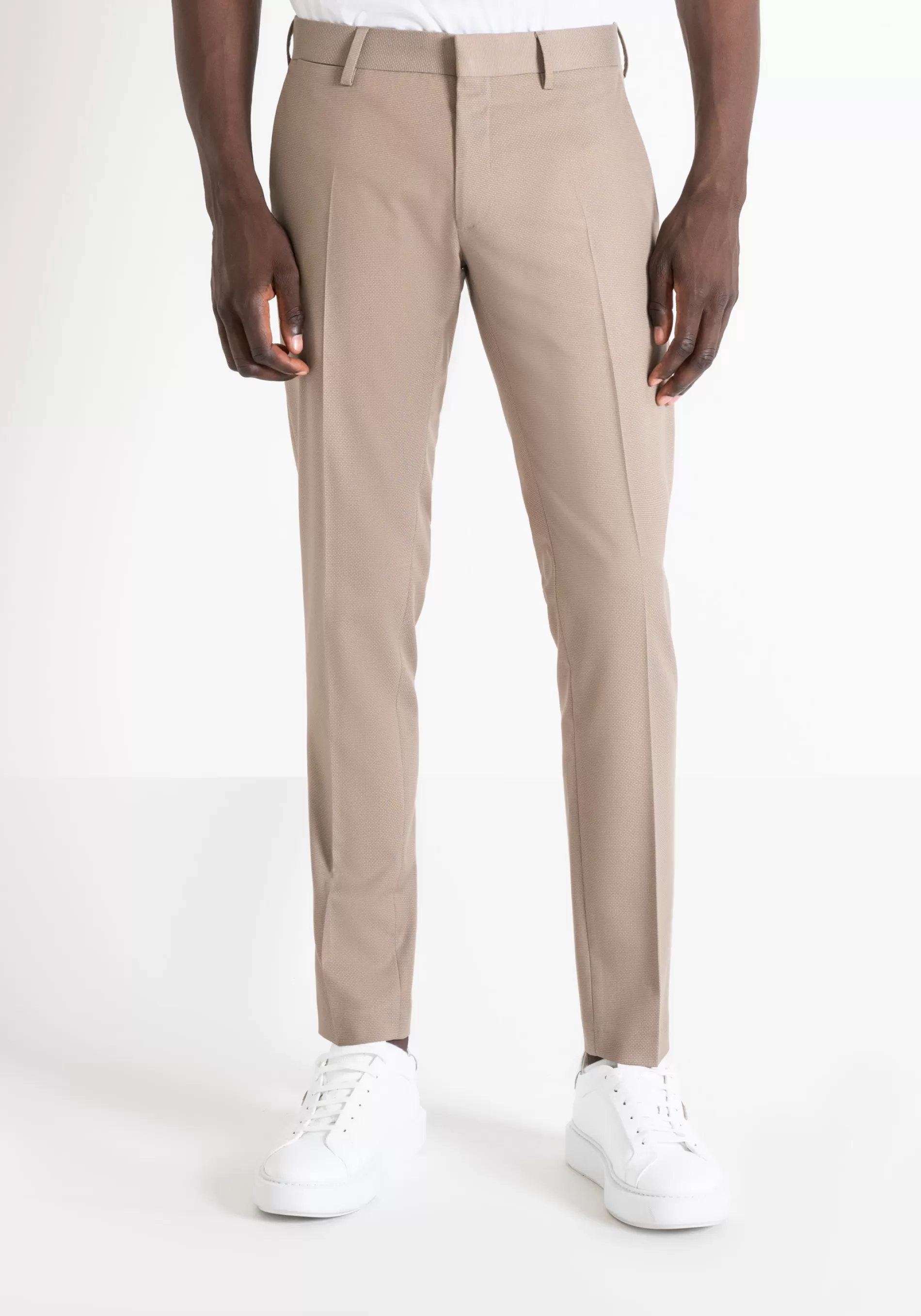 Outlet "BONNIE" SLIM FIT TROUSERS IN MICRO DESIGN ELASTIC VISCOSE BLEND FABRIC Trousers