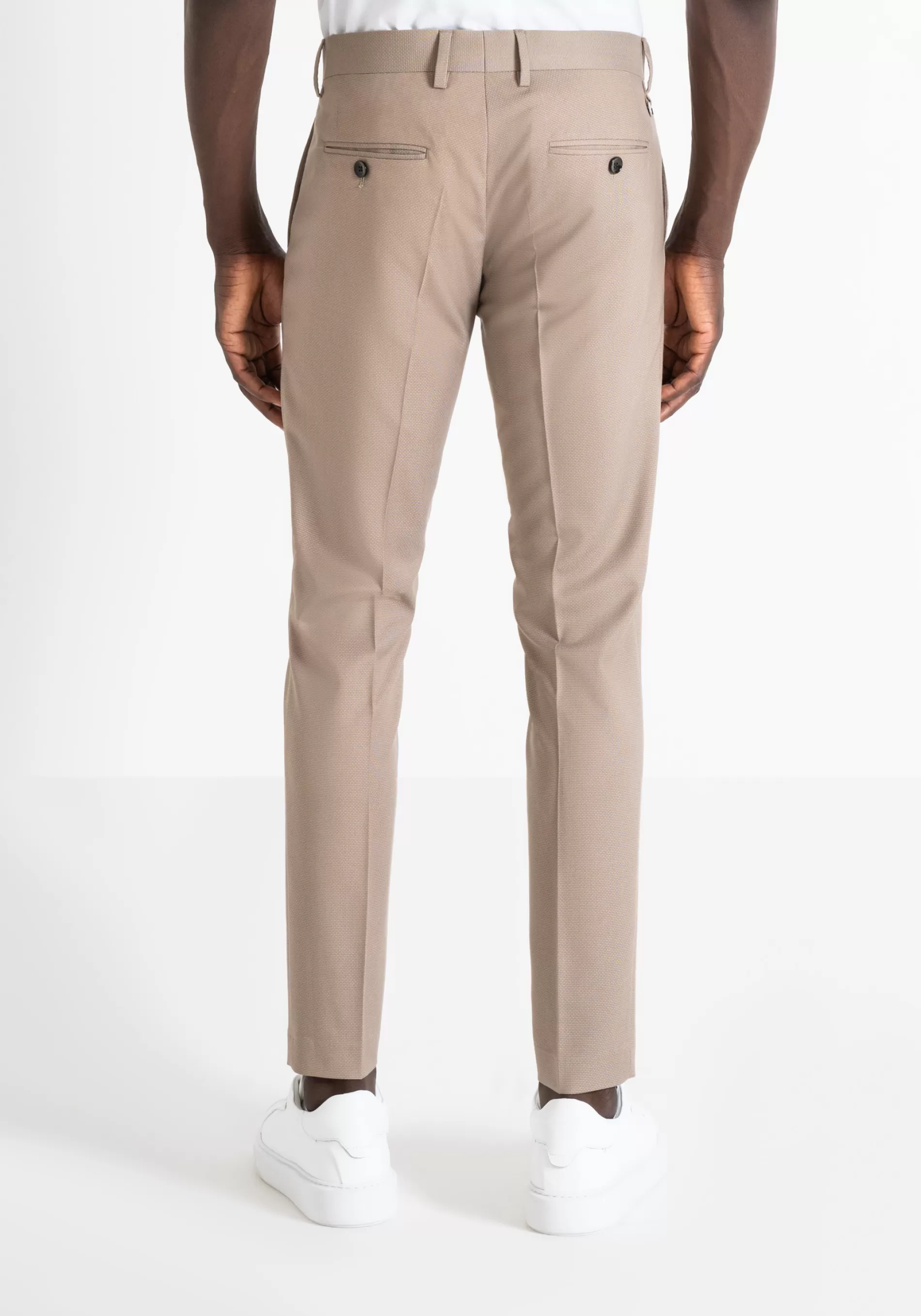 Outlet "BONNIE" SLIM FIT TROUSERS IN MICRO DESIGN ELASTIC VISCOSE BLEND FABRIC Trousers