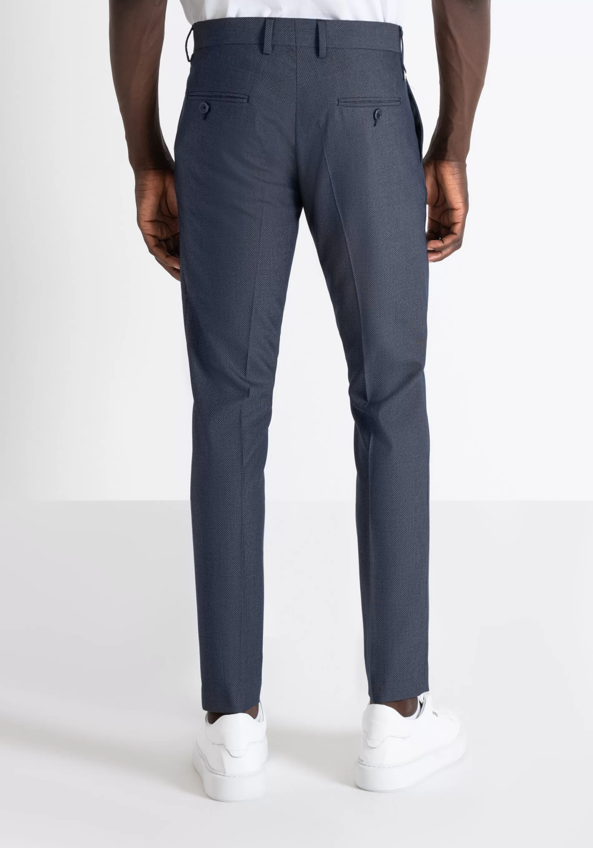 Clearance "BONNIE" SLIM FIT TROUSERS IN MICRO DESIGN ELASTIC VISCOSE BLEND FABRIC Trousers
