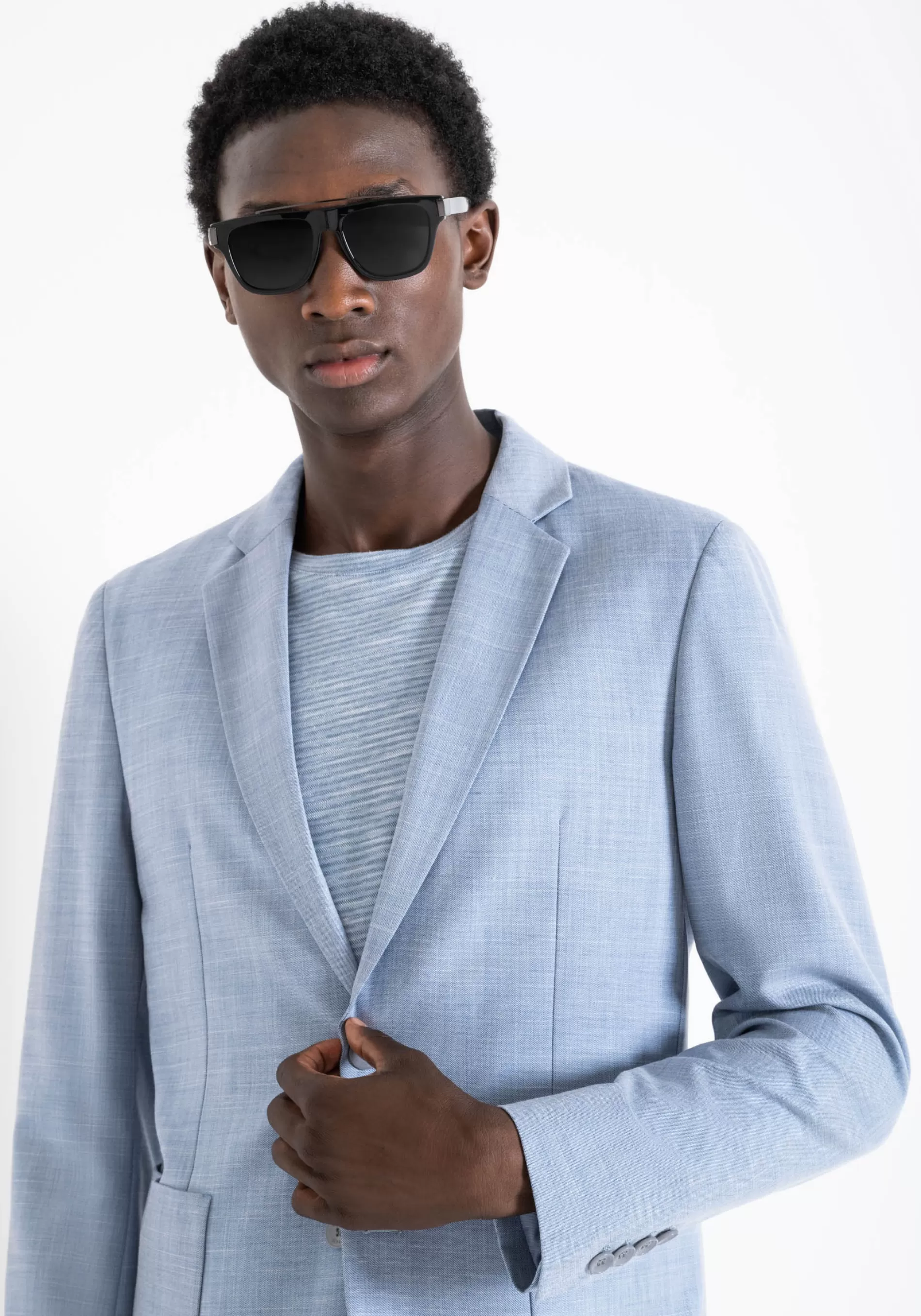 Store "FRIDA" SLIM FIT JACKET IN STRETCH VISCOSE BLEND FABRIC WITH SLUB EFFECT Jackets and Gilet