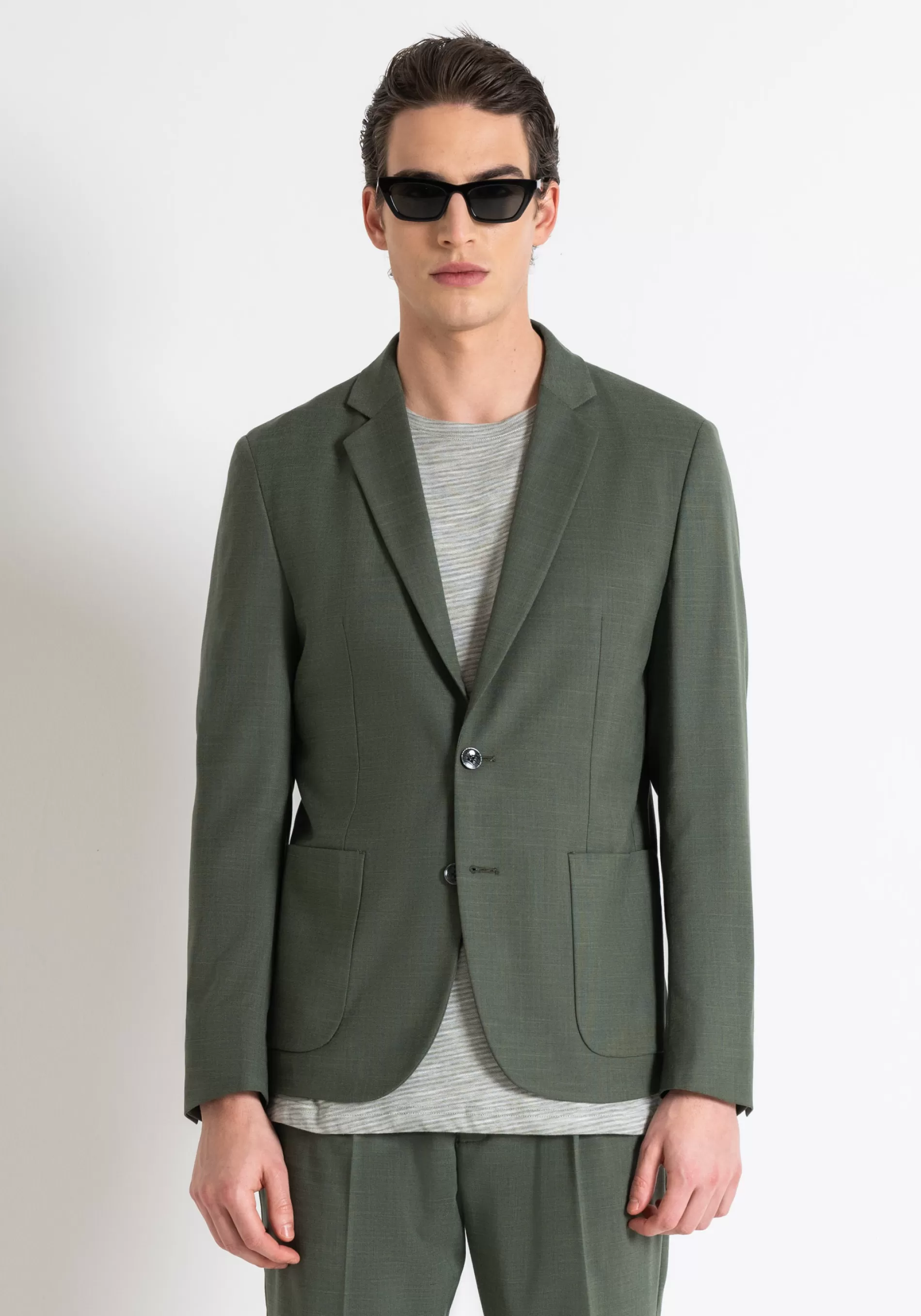 Best Sale "FRIDA" SLIM FIT JACKET IN STRETCH VISCOSE BLEND FABRIC WITH SLUB EFFECT Jackets and Gilet