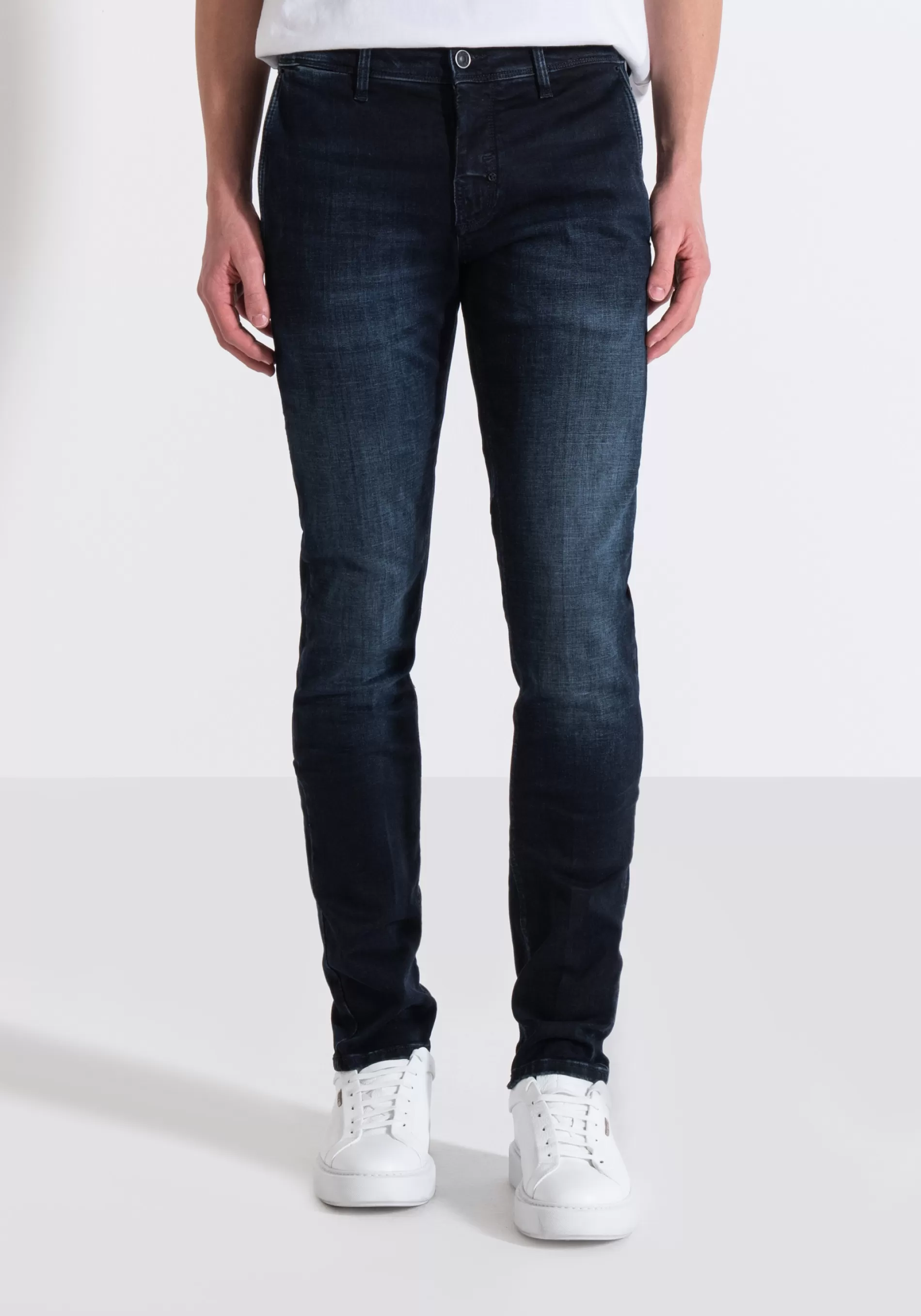 Store "MASON" SKINNY FIT JEANS IN BLUE POWER STRETCH DENIM WITH DARK WASH Skinny Fit Jeans