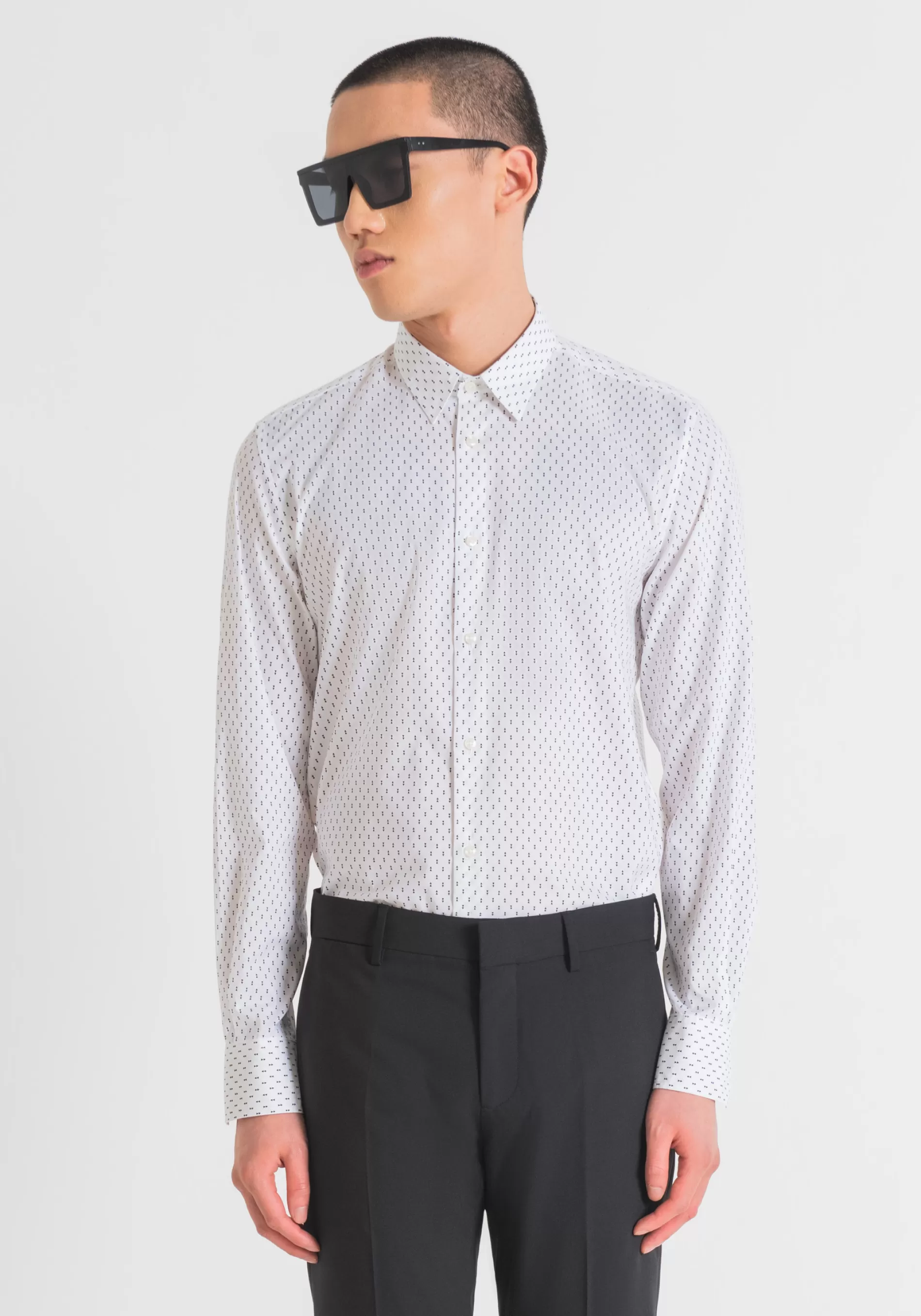 Fashion "NAPOLI" SLIM FIT SHIRT IN SOFT-FEEL COTTON WITH ALL-OVER MICRO PRINT Shirts
