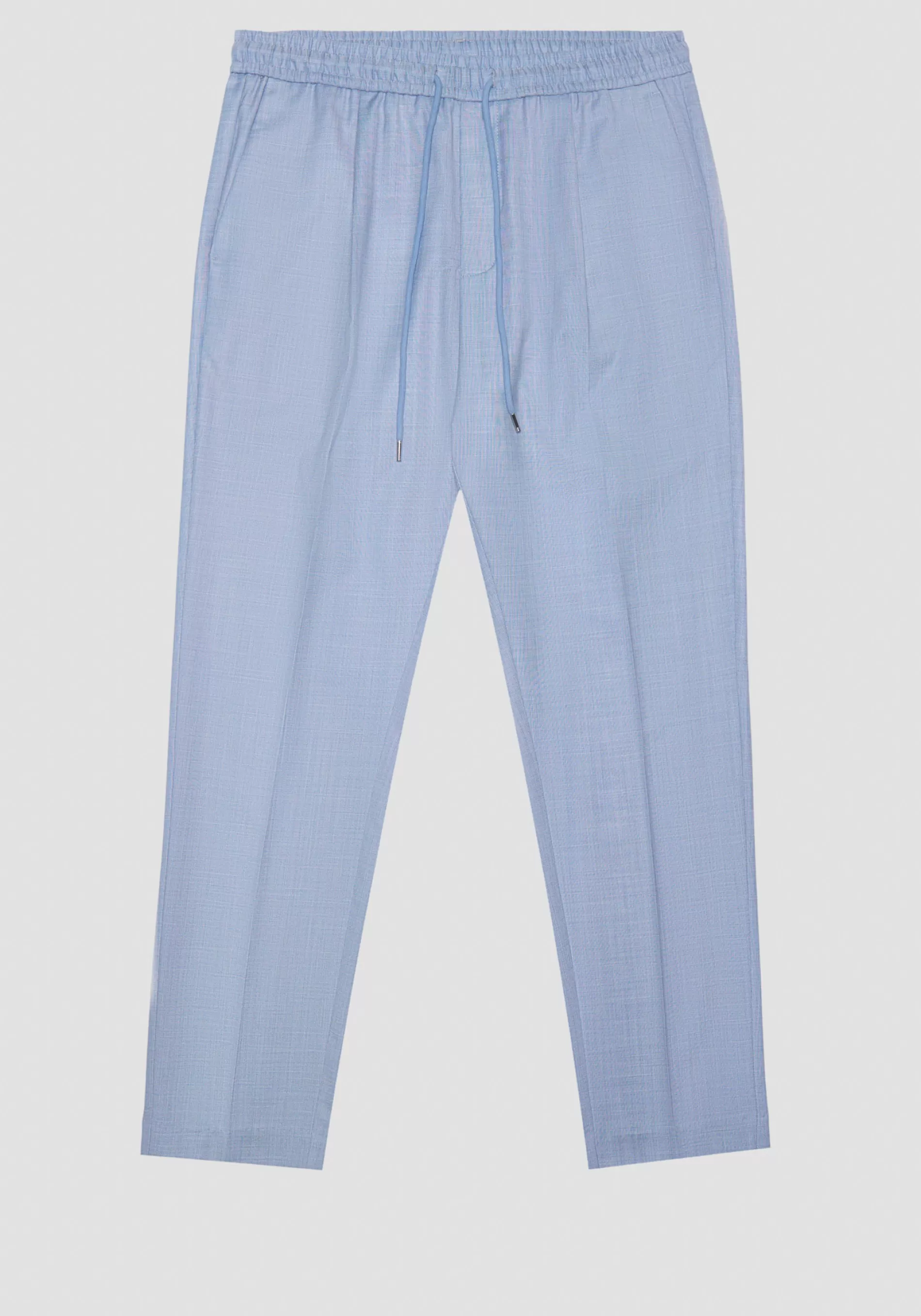Fashion "NEIL" REGULAR FIT TROUSERS IN SLUB STRETCH VISCOSE BLEND FABRIC WITH DRAWSTRING Trousers