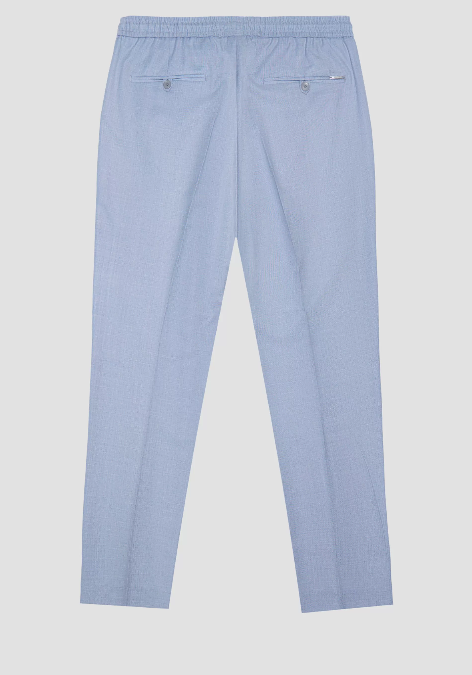 Fashion "NEIL" REGULAR FIT TROUSERS IN SLUB STRETCH VISCOSE BLEND FABRIC WITH DRAWSTRING Trousers