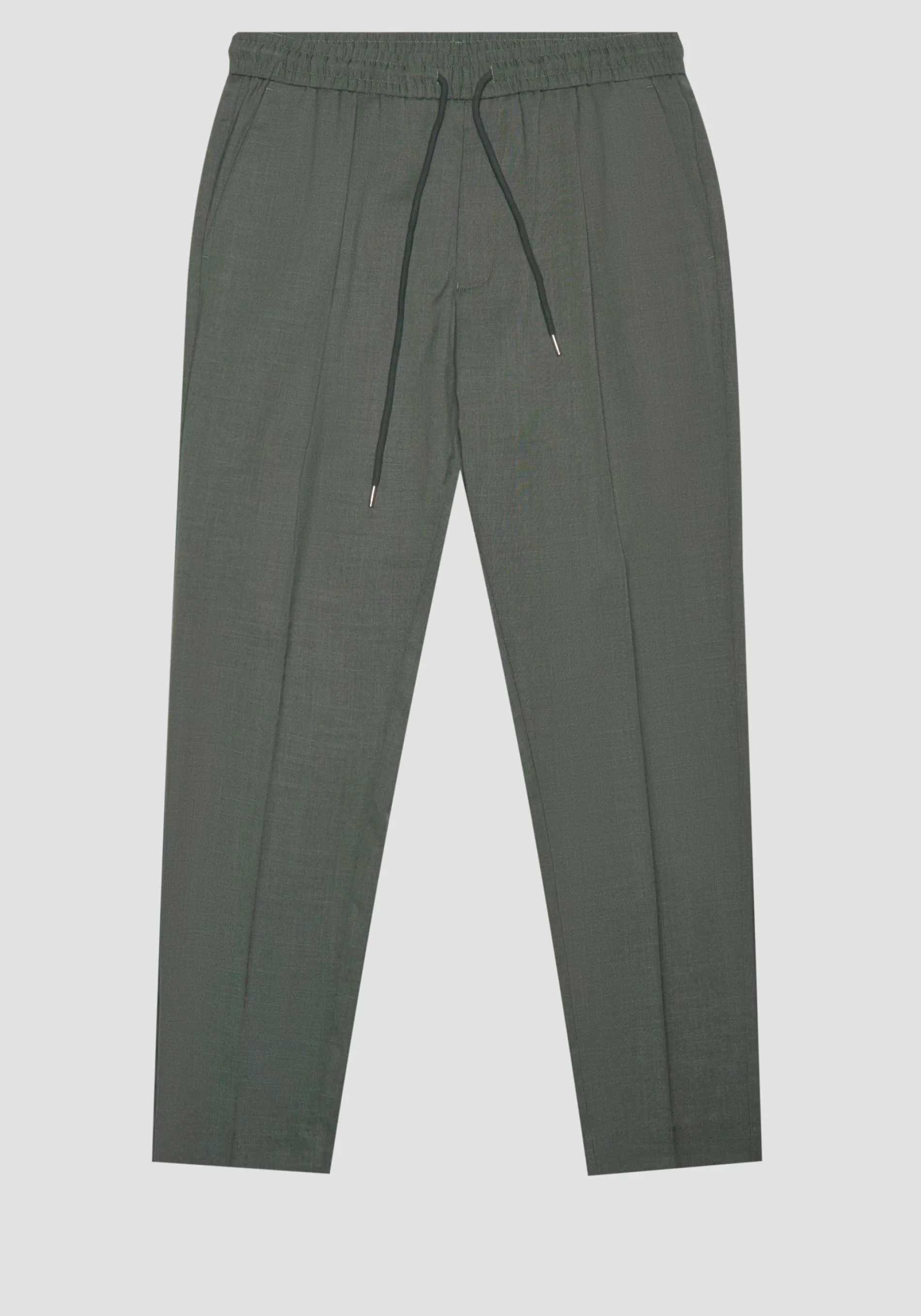 New "NEIL" REGULAR FIT TROUSERS IN SLUB STRETCH VISCOSE BLEND FABRIC WITH DRAWSTRING Trousers
