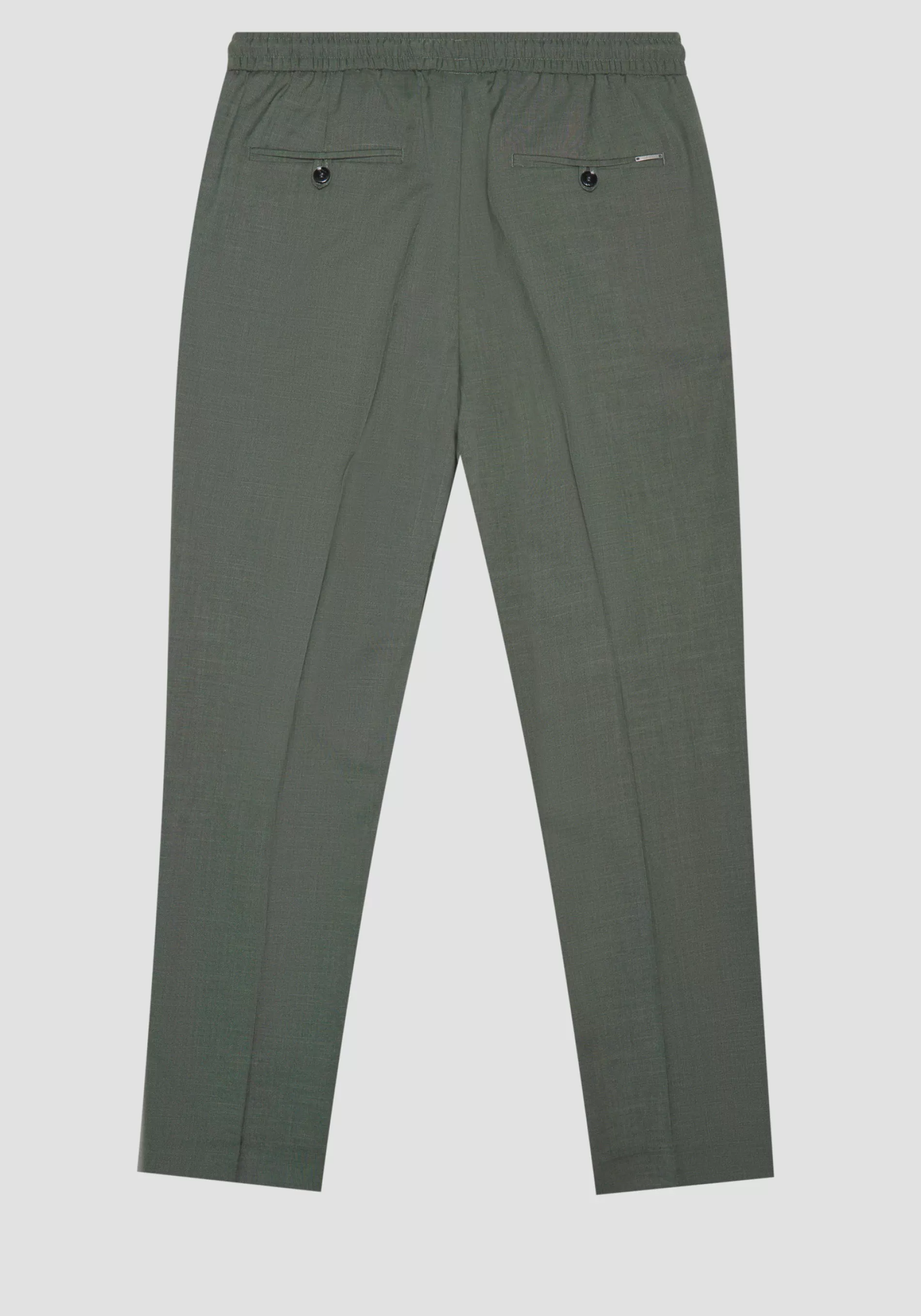 New "NEIL" REGULAR FIT TROUSERS IN SLUB STRETCH VISCOSE BLEND FABRIC WITH DRAWSTRING Trousers