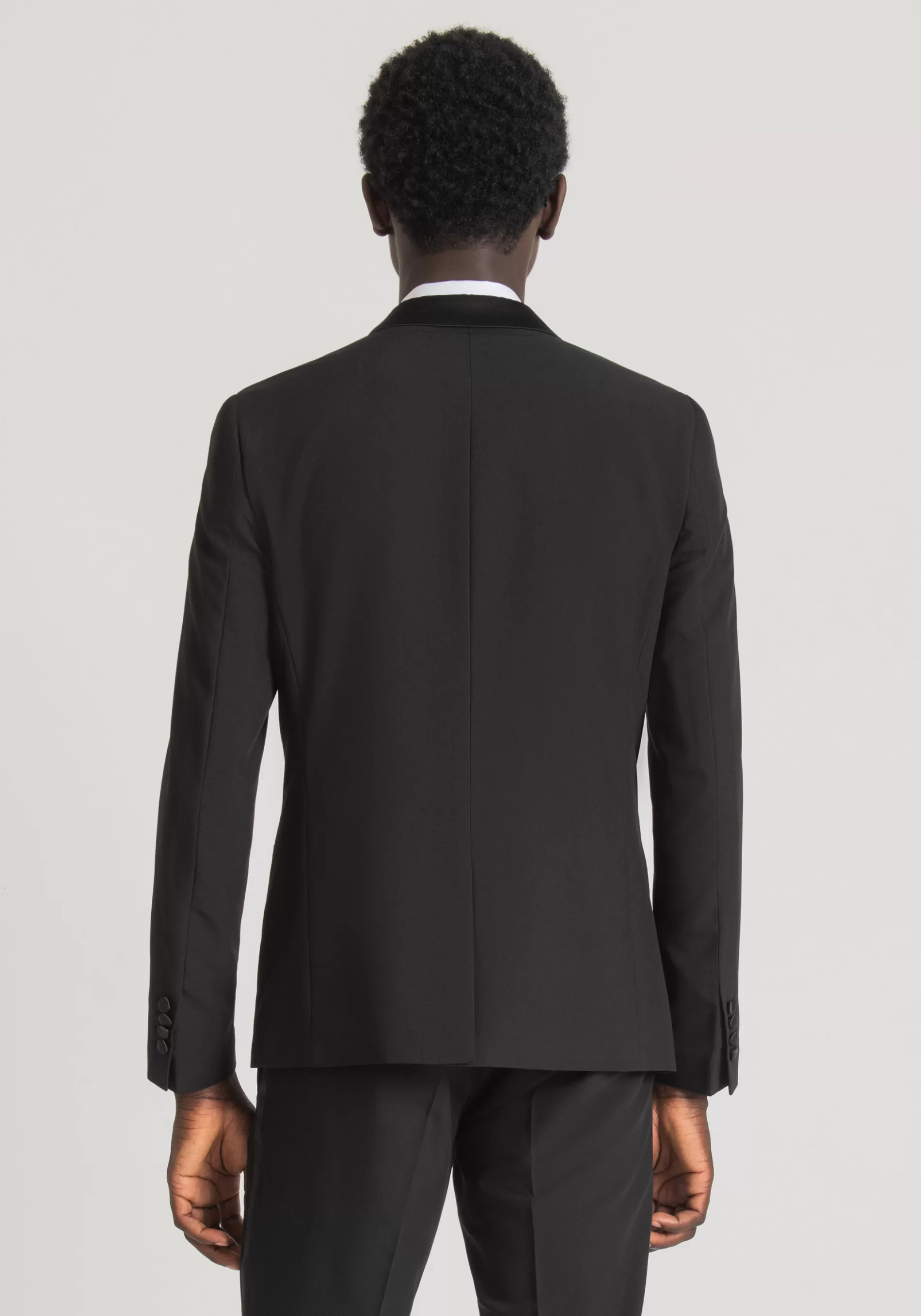 Hot "NINA" SLIM FIT JACKET IN STRETCH VISCOSE BLEND FABRIC WITH SATIN DETAILS Jackets and Gilet