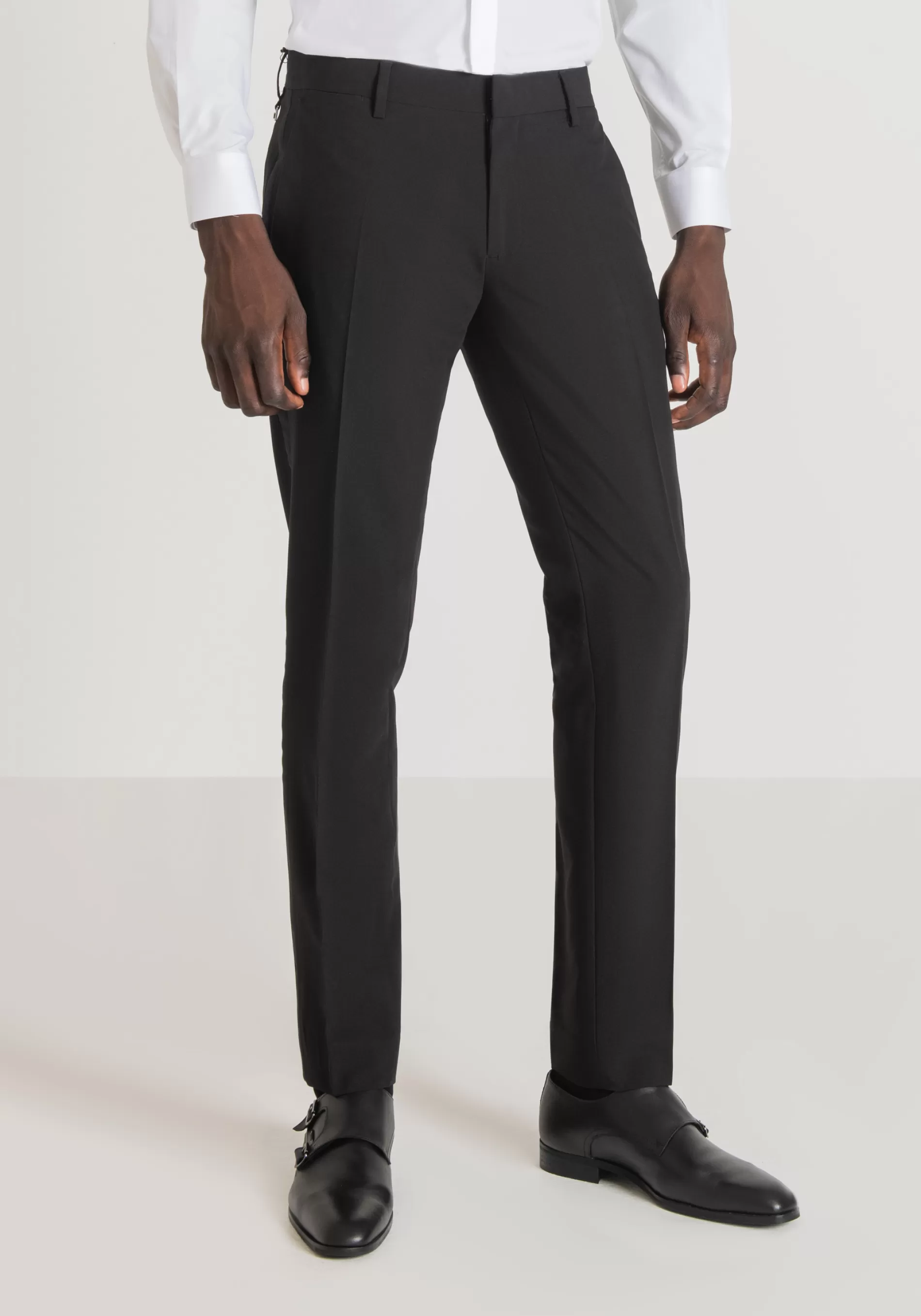 Online "NINA" SLIM FIT TROUSERS IN STRETCH VISCOSE BLEND WITH SATIN DETAILS Trousers