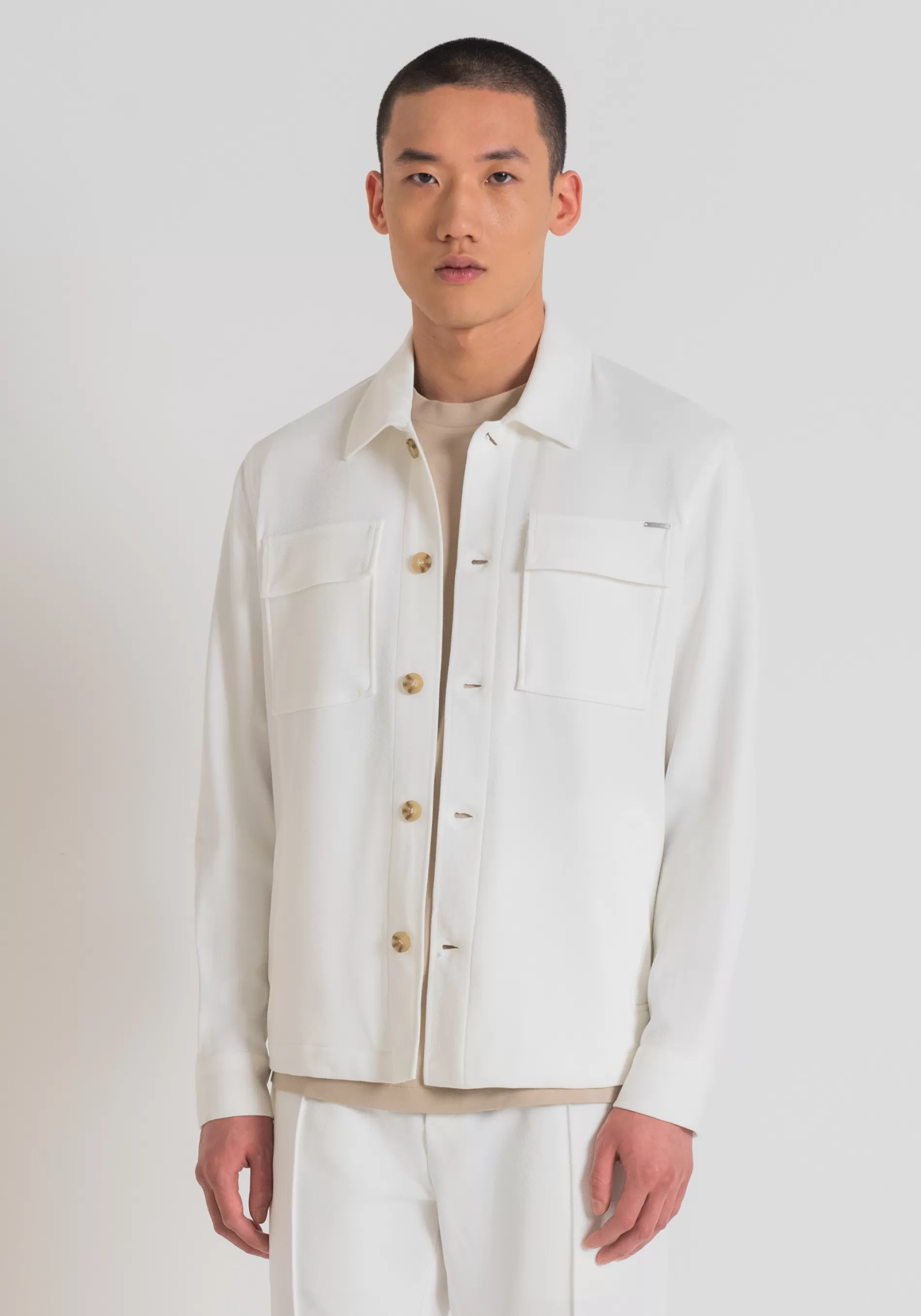 Hot "OSLO" STRAIGHT FIT SHIRT IN STRETCH COTTON TWILL WITH POCKETS Shirts