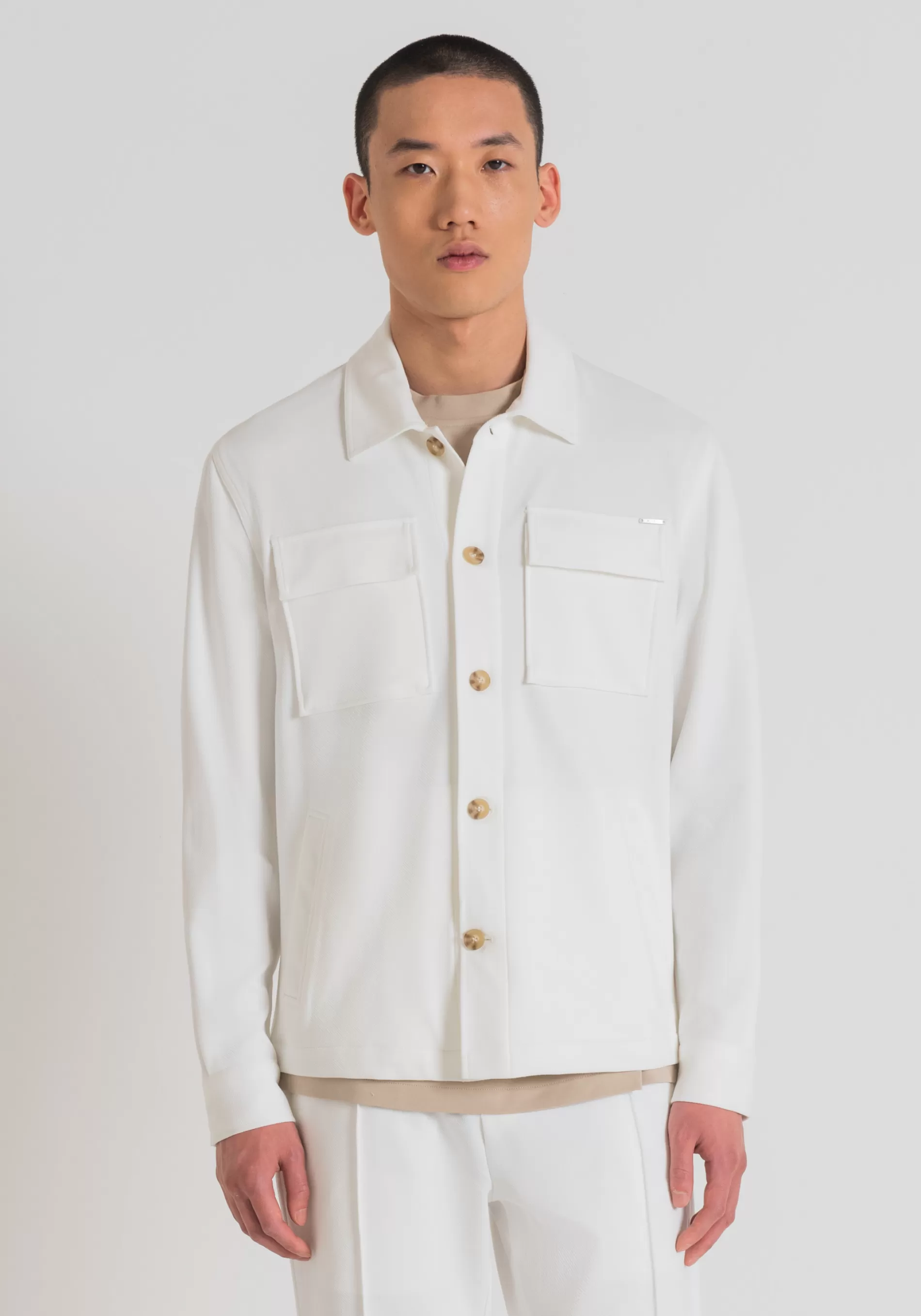 Hot "OSLO" STRAIGHT FIT SHIRT IN STRETCH COTTON TWILL WITH POCKETS Shirts