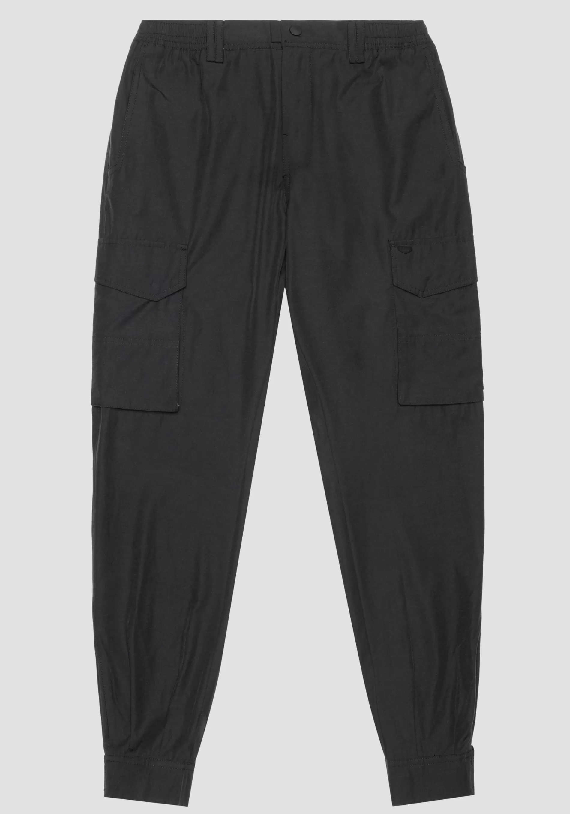 Store REGULAR FIT CARGO TROUSERS IN COTTON BLEND WITH ELASTICATED WAISTBAND AND VELCRO CLOSURE AT THE BOTTOM Trousers