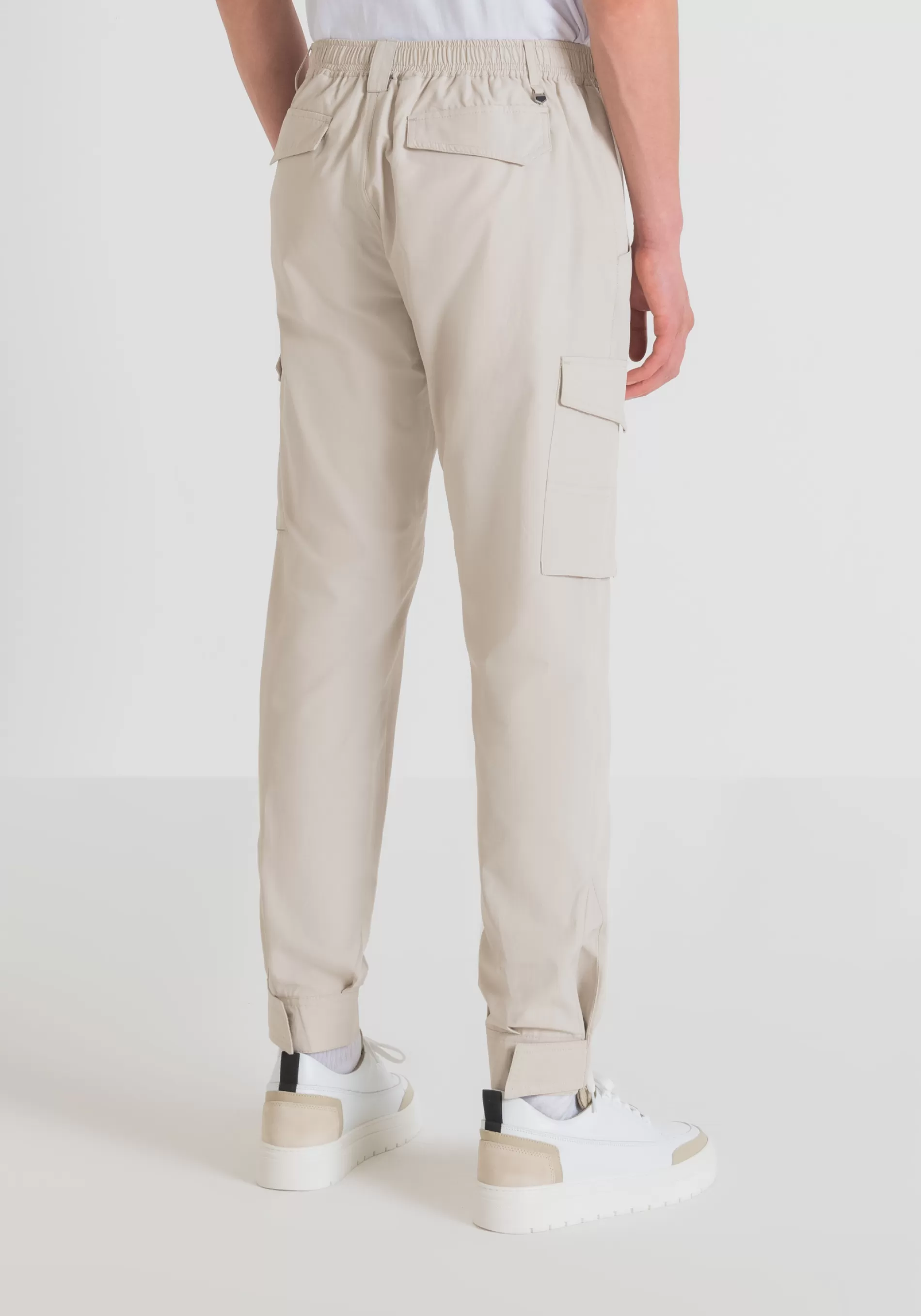 Best Sale REGULAR FIT CARGO TROUSERS IN COTTON BLEND WITH ELASTICATED WAISTBAND AND VELCRO CLOSURE AT THE BOTTOM Trousers