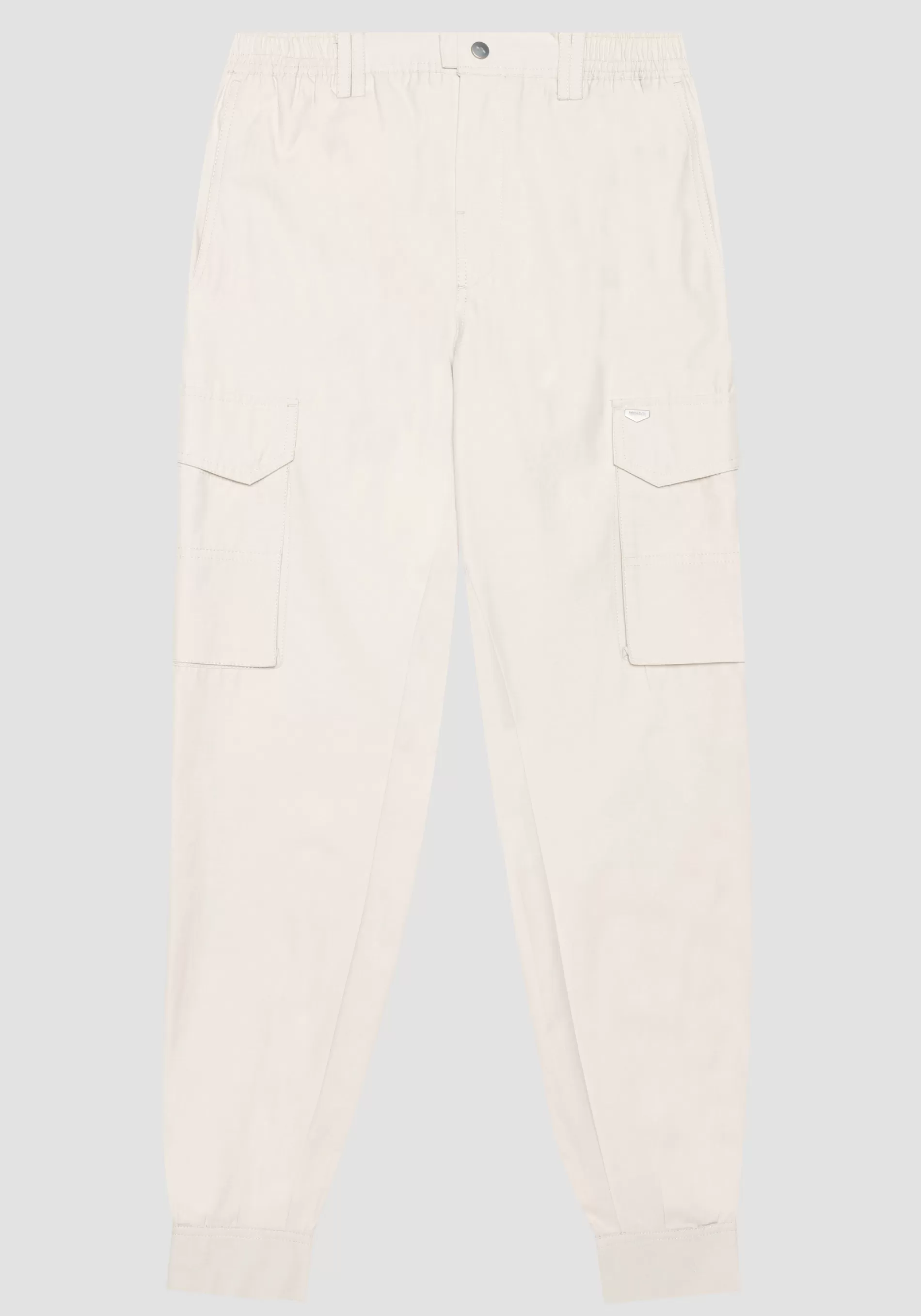 Best Sale REGULAR FIT CARGO TROUSERS IN COTTON BLEND WITH ELASTICATED WAISTBAND AND VELCRO CLOSURE AT THE BOTTOM Trousers