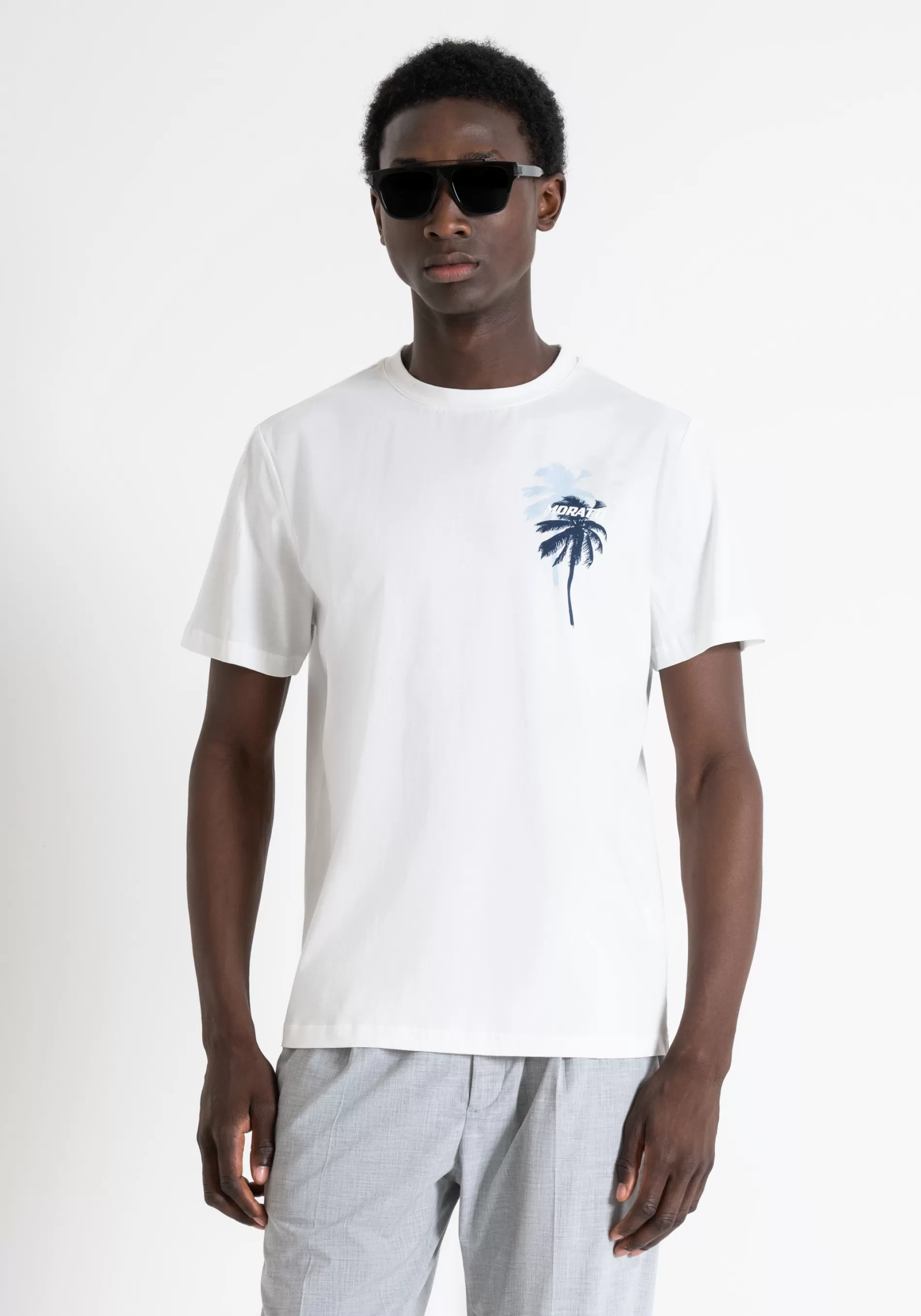 Outlet REGULAR FIT COTTON T-SHIRT WITH MATT PLASTIC PRINT AND INJECTION-MOLDED LOGO WITH PRISM EFFECT T-shirts and Polo