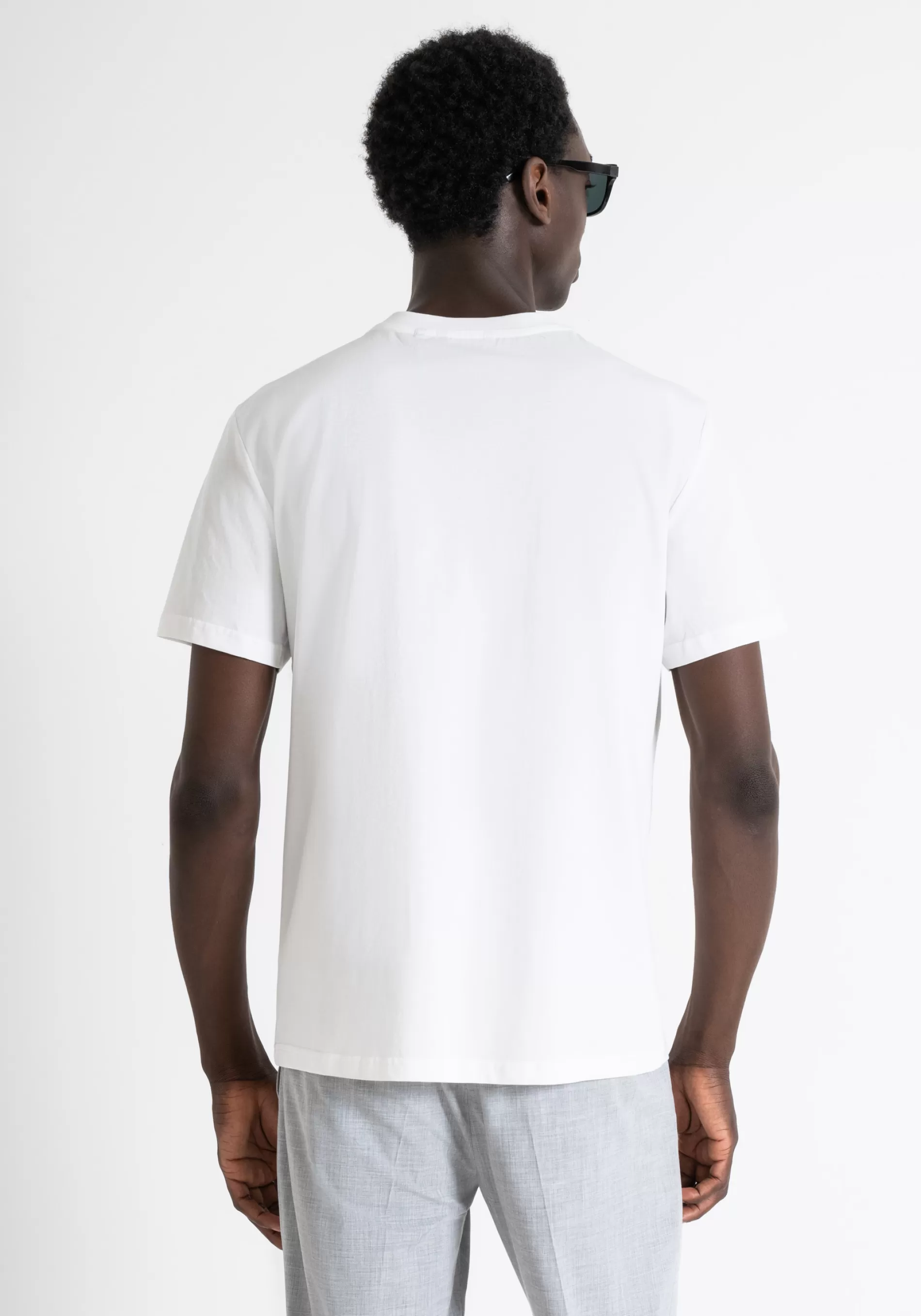 Cheap REGULAR FIT COTTON T-SHIRT WITH PLASTIC PRINTING AND RUBBERIZED INJECTION LOGO T-shirts and Polo