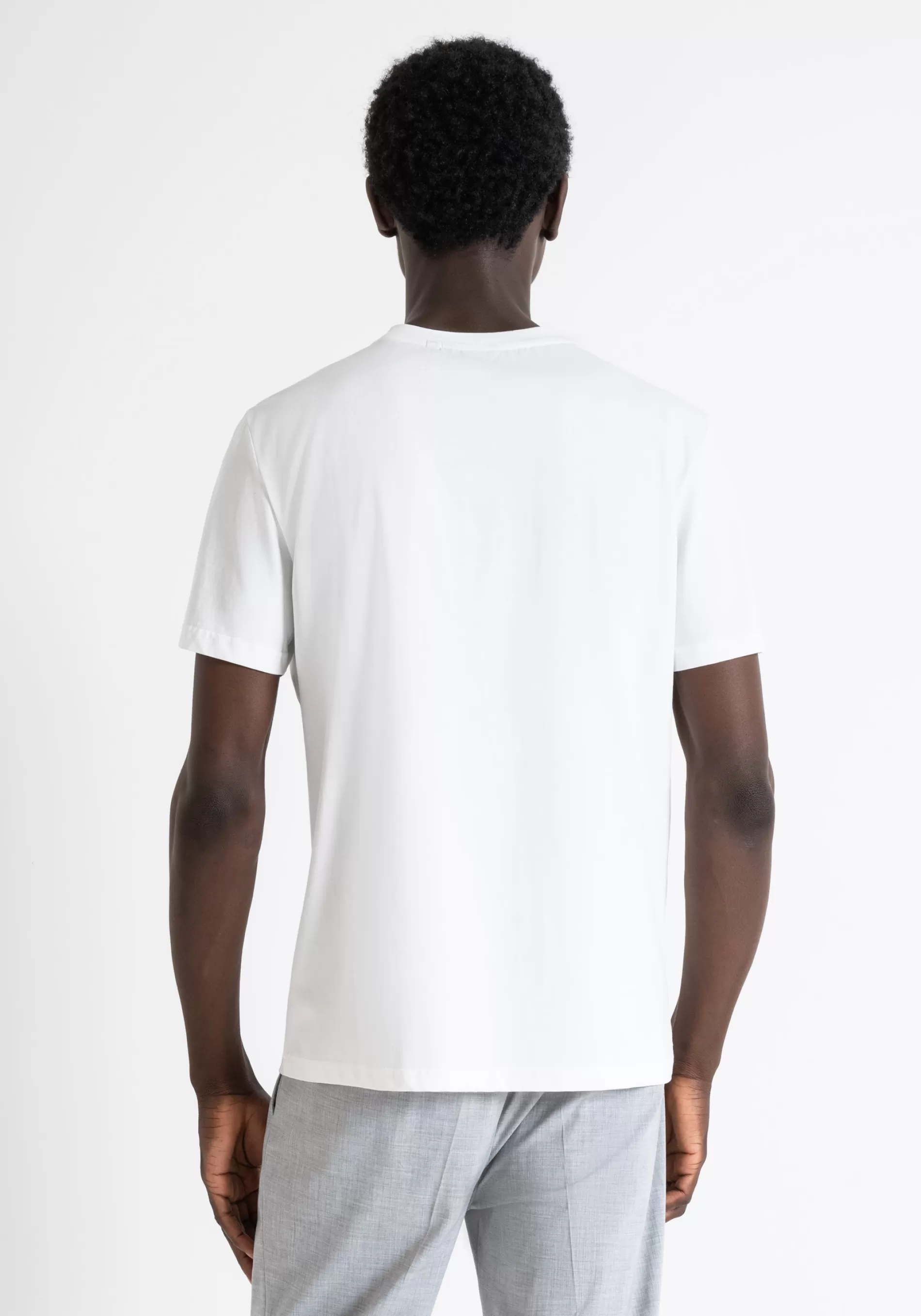 New REGULAR FIT COTTON T-SHIRT WITH PRISMA-EFFECT INJECTION RUBBERIZED LOGO PRINT T-shirts and Polo
