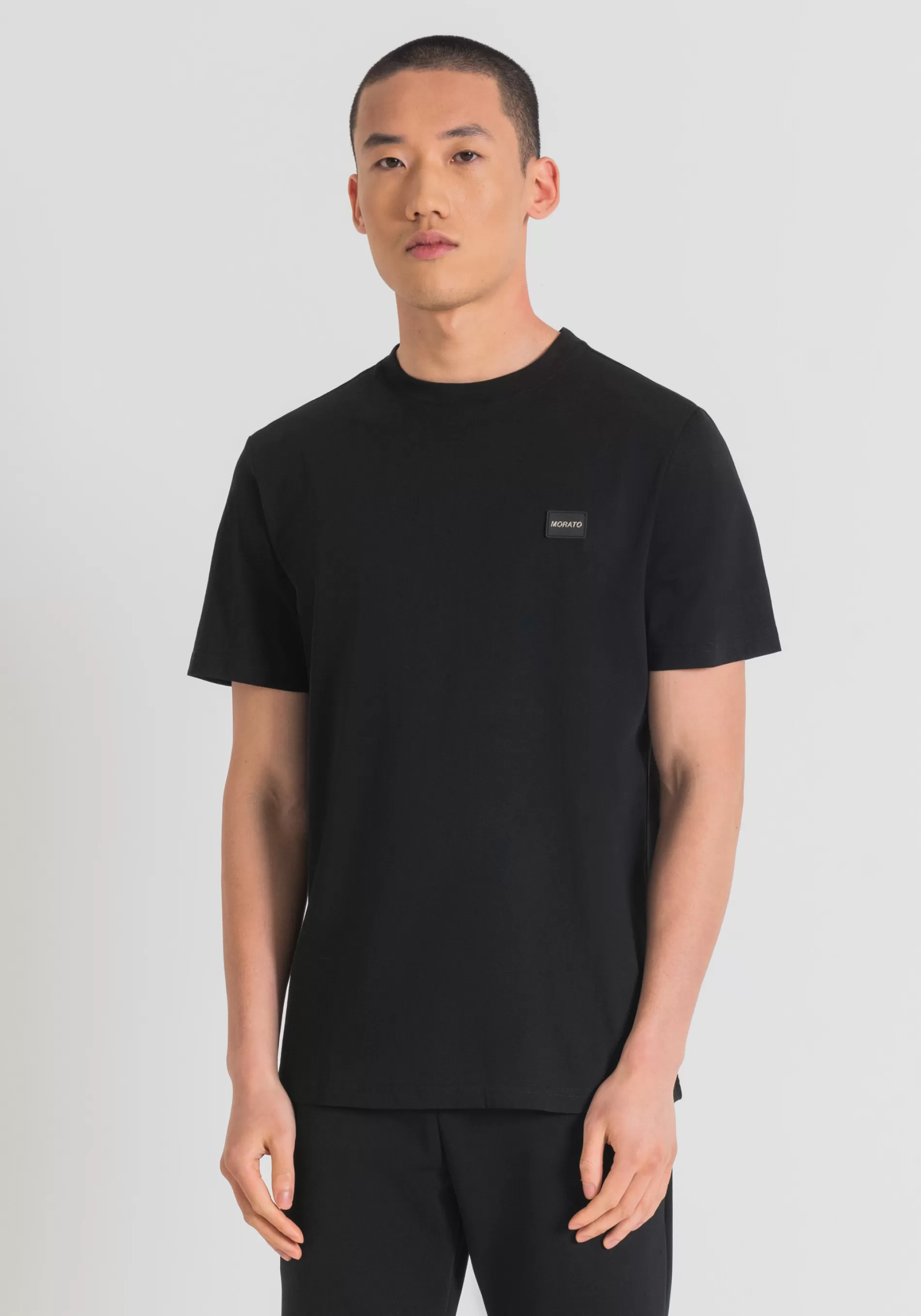 Store REGULAR FIT COTTON T-SHIRT WITH RUBBERISED PLAQUE AND METAL LOGO T-shirts and Polo