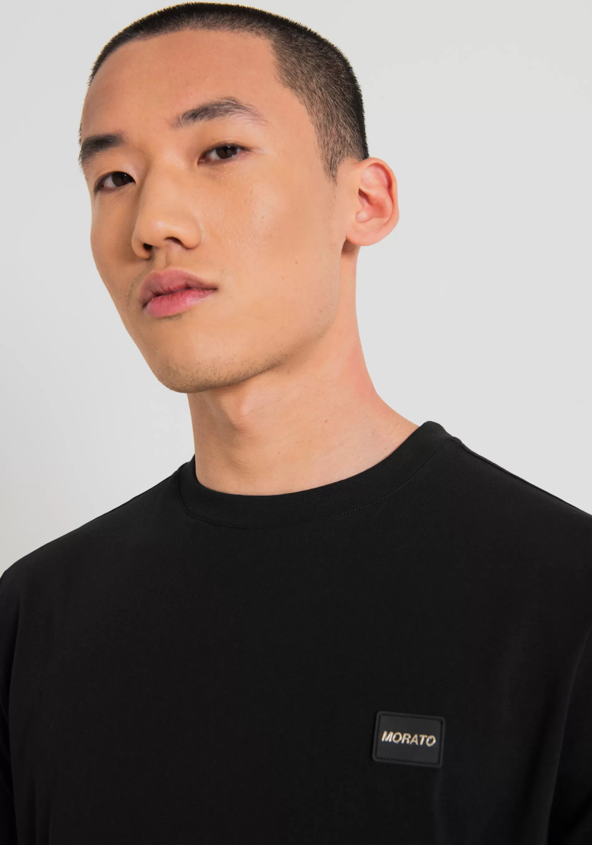 Store REGULAR FIT COTTON T-SHIRT WITH RUBBERISED PLAQUE AND METAL LOGO T-shirts and Polo
