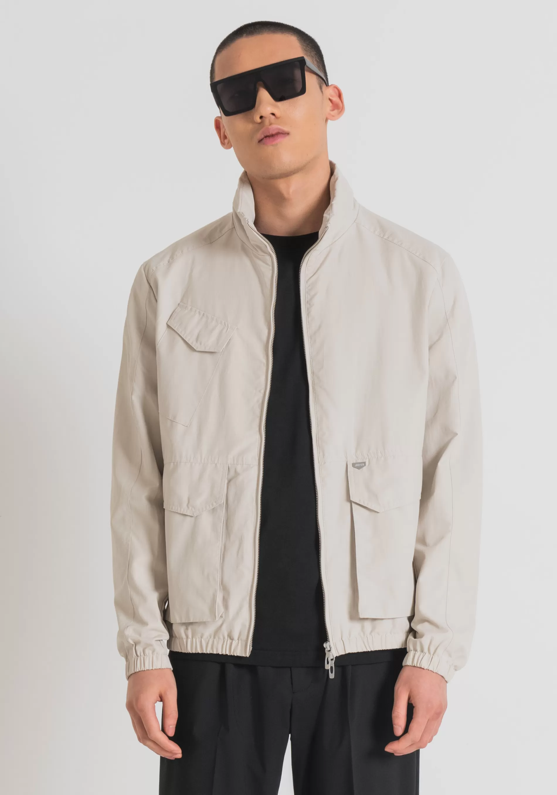 Cheap REGULAR FIT JACKET IN COTTON BLEND FABRIC AND LOGO PLAQUE Field Jackets and Coats