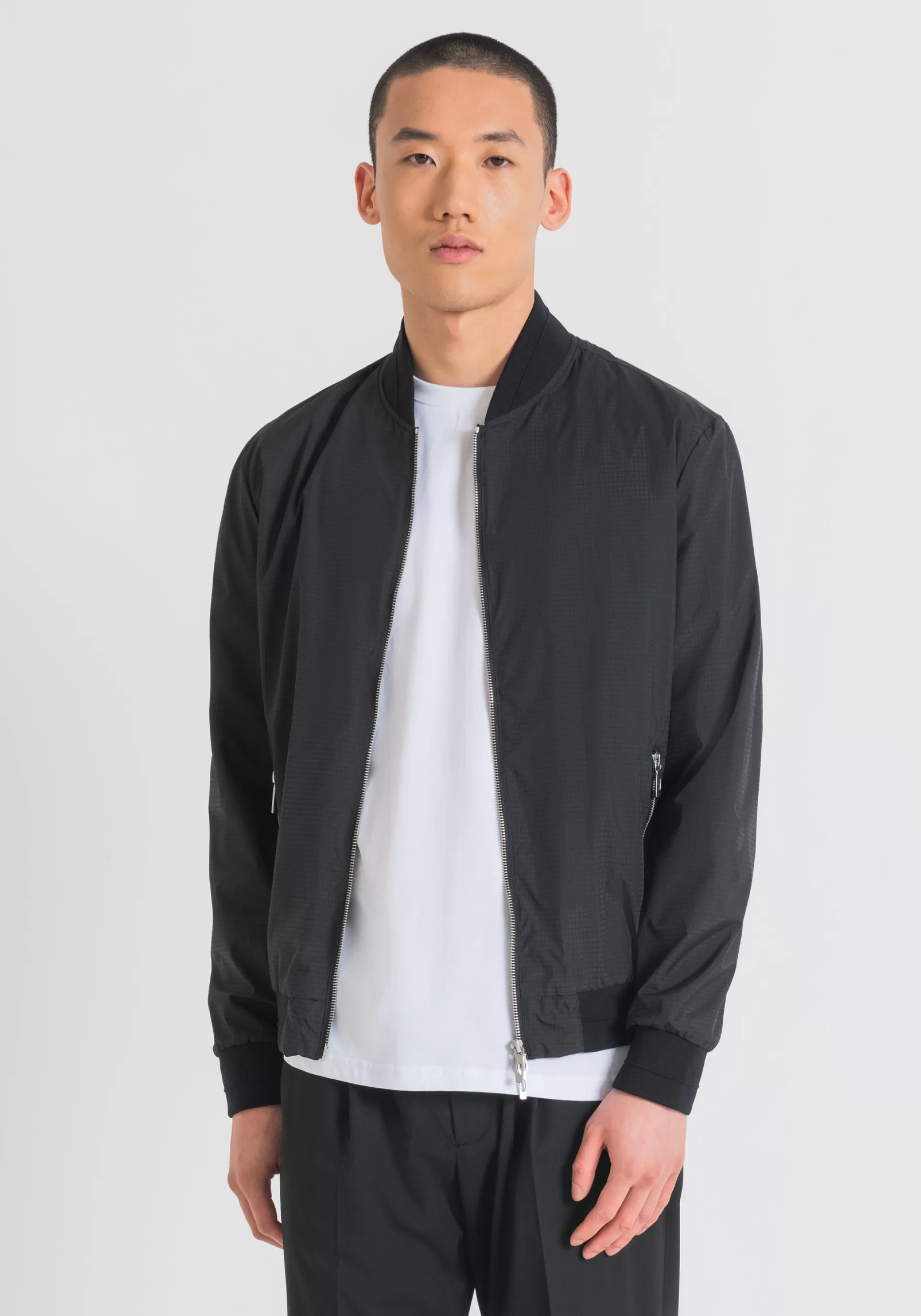 Clearance REGULAR FIT JACKET IN RIPSTOP NYLON WITH LOGO PLAQUE Field Jackets and Coats