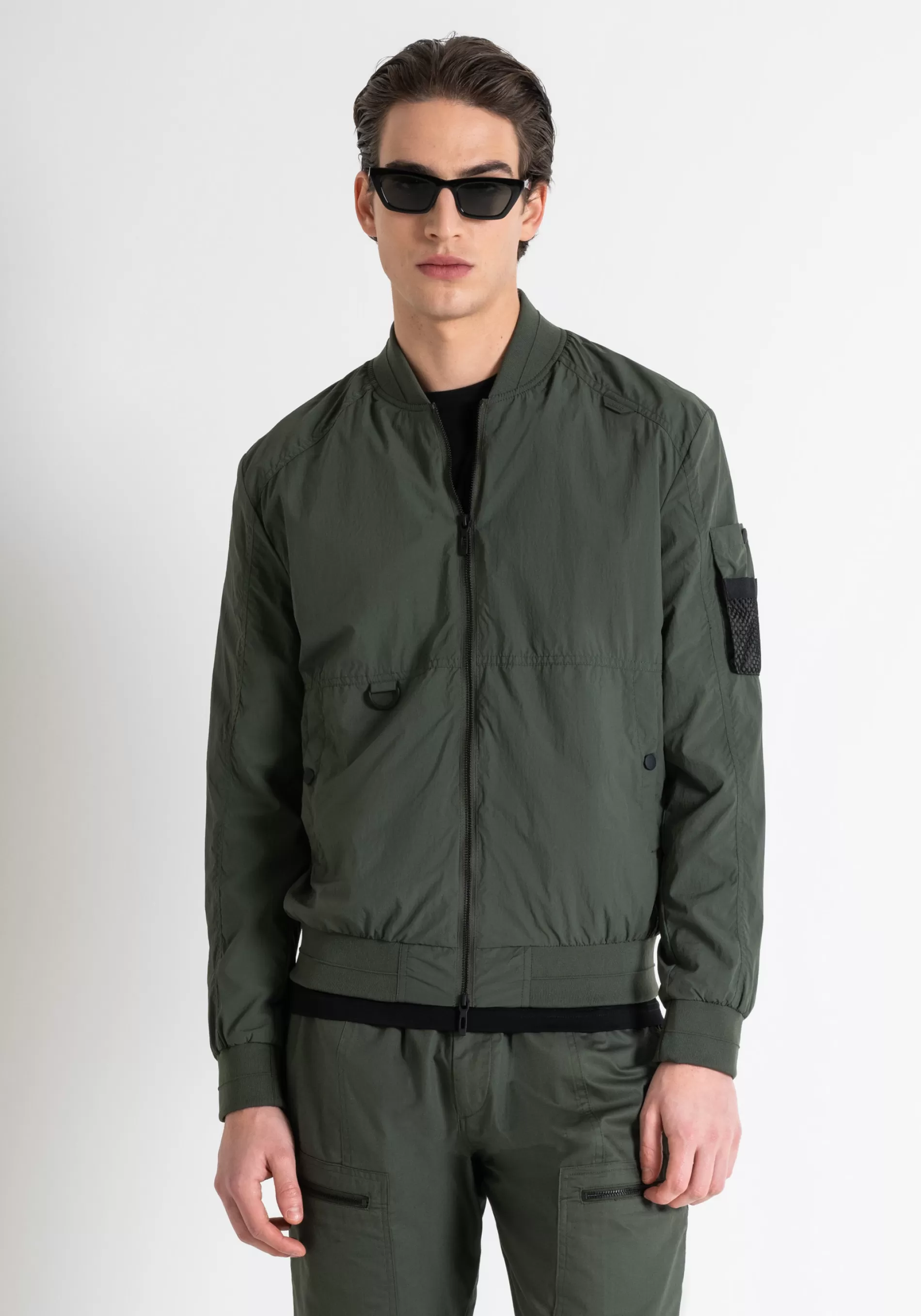 Hot REGULAR FIT JACKET IN TASLAN NYLON WITH METAL LOGO PLAQUE Field Jackets and Coats