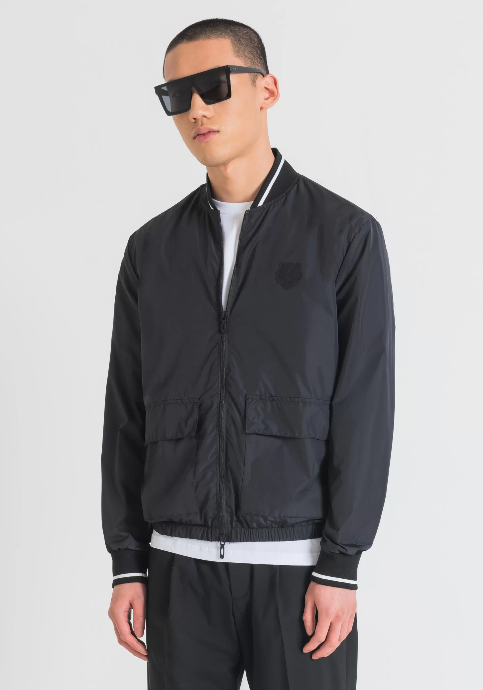 Outlet REGULAR FIT JACKET IN TECHNICAL FABRIC WITH RUBBER INJECTION PRINT Field Jackets and Coats