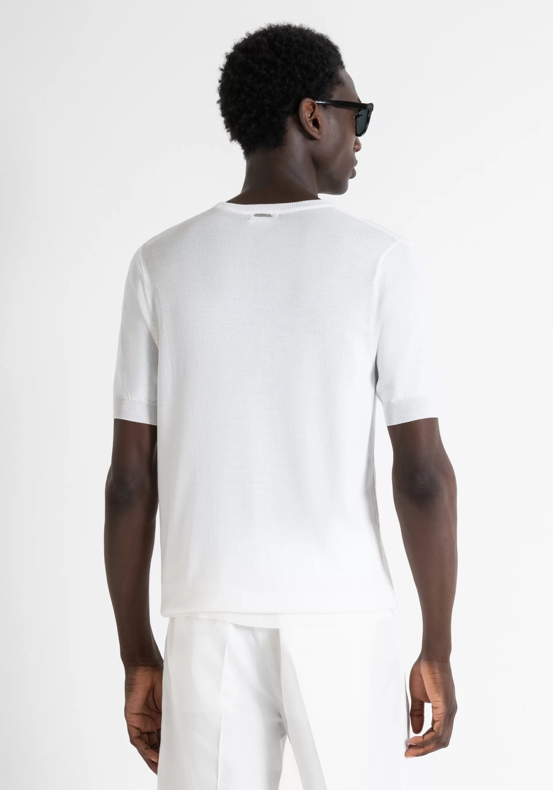 Shop REGULAR FIT MESH IN VISCOSE MIXED FILTO WITH JACQUARD MESH T-shirts and Polo | Knitwear