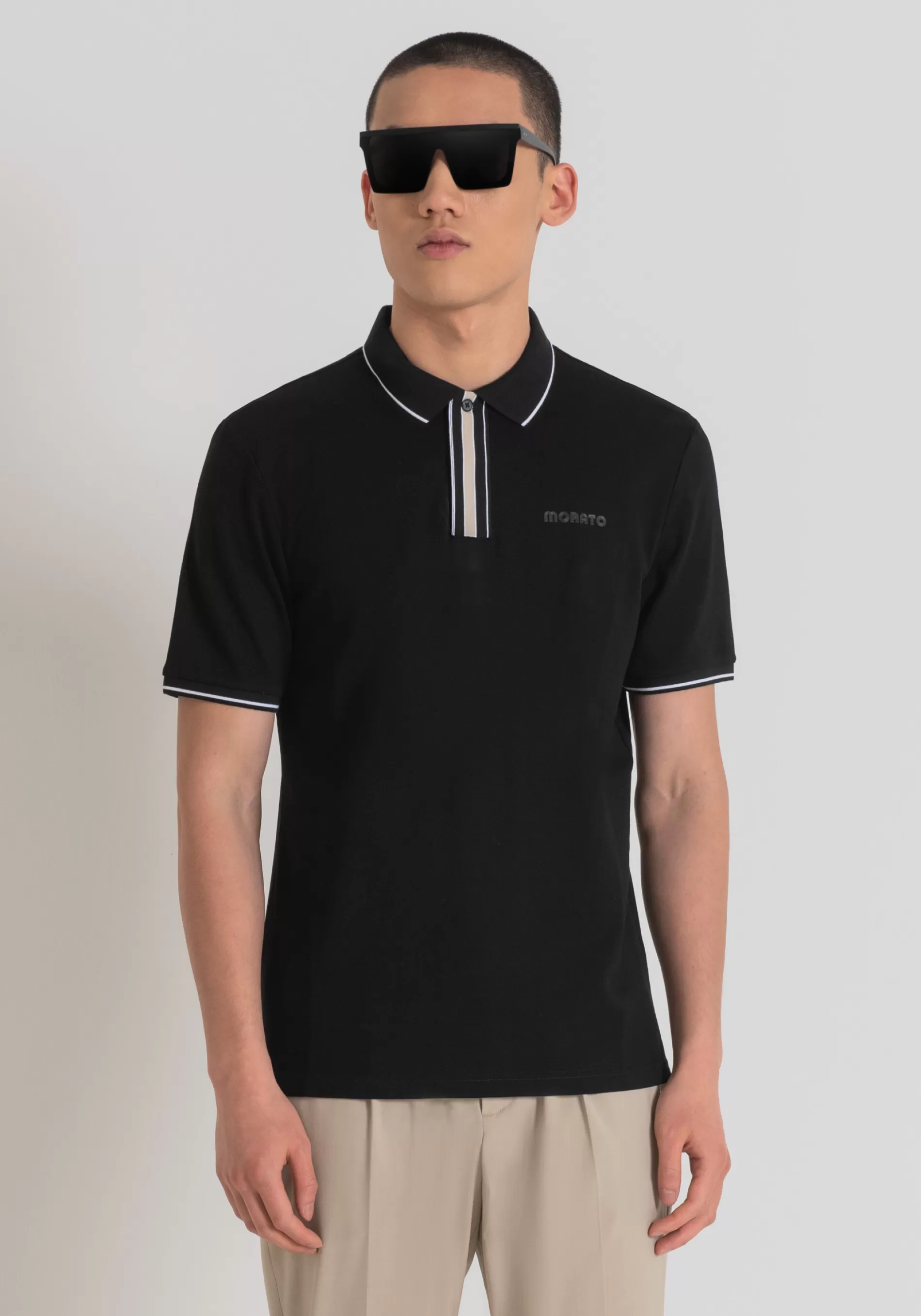 Cheap REGULAR FIT POLO SHIRT IN MERCERISED COTTON PIQUE WITH EMBOSSED LOGO PRINT T-shirts and Polo