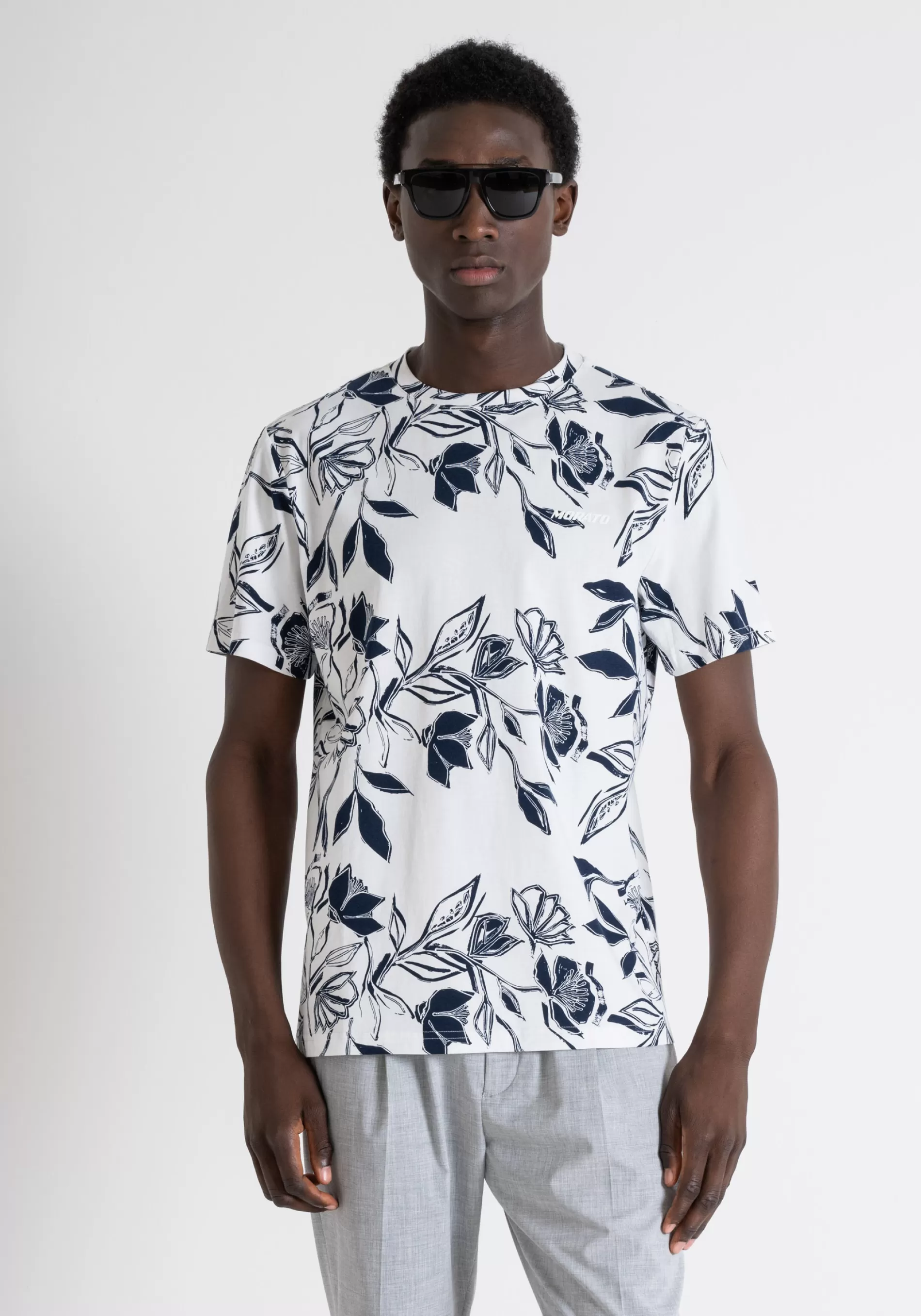 Hot REGULAR FIT PRINTED COTTON JERSEY T-SHIRT WITH INJECTION-MOLDED LOGO EMBOSSED PRINT T-shirts and Polo