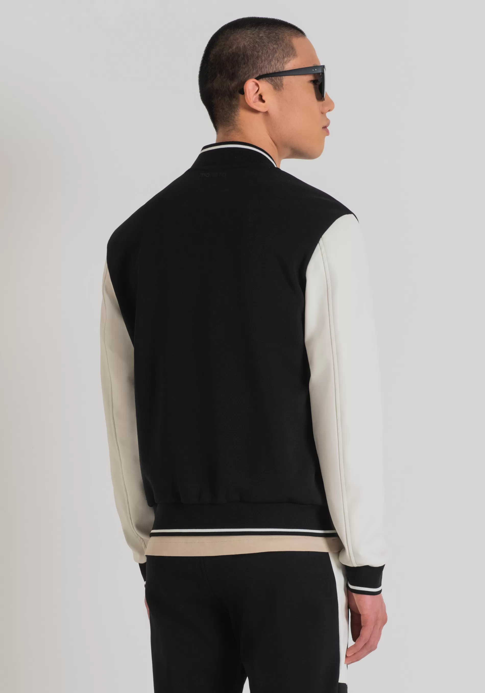 Online REGULAR FIT SWEATSHIRT IN COTTON BLEND AND FAUX LEATHER WITH RUBBERISED PRINT Sweatshirts