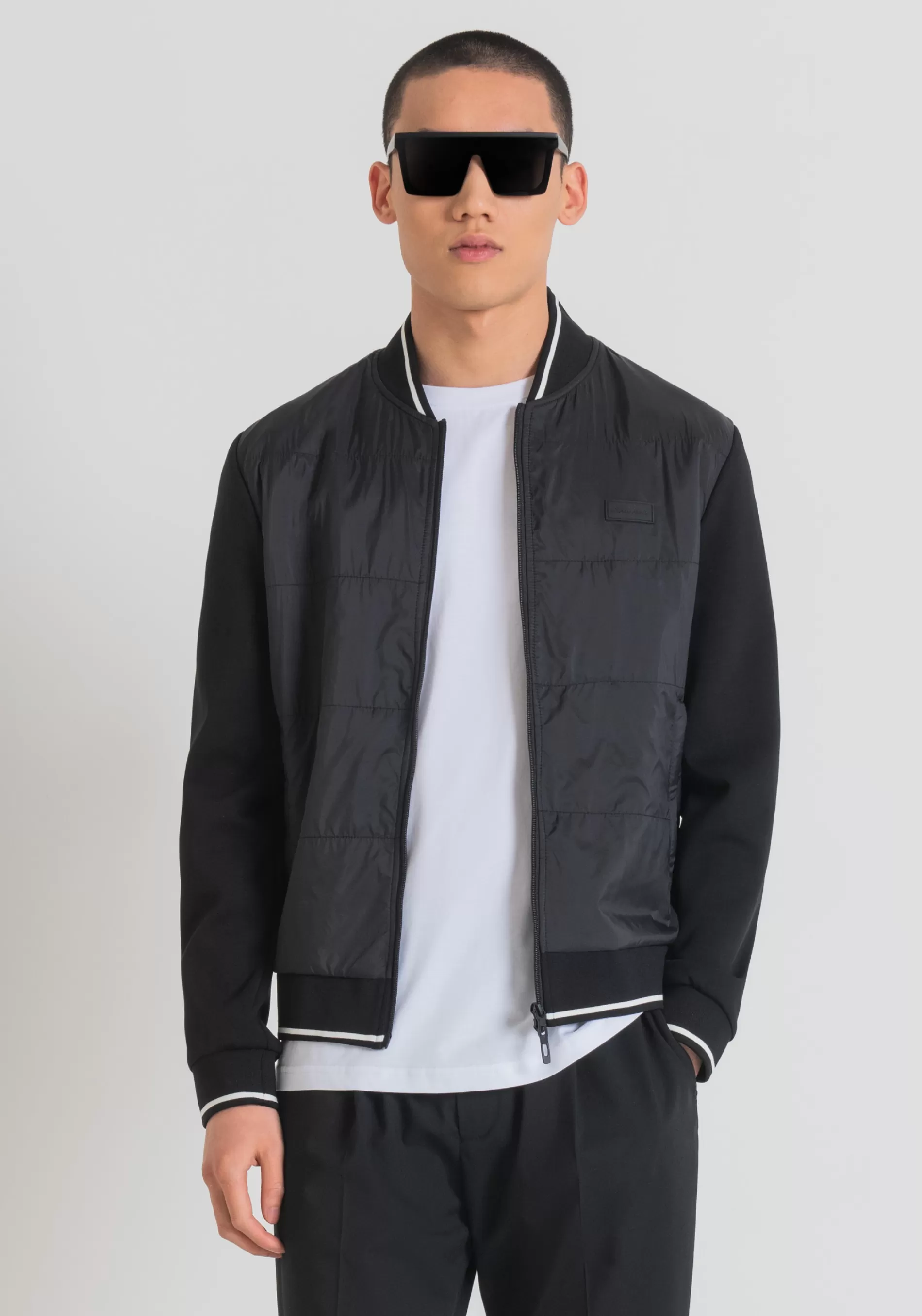 Discount REGULAR FIT SWEATSHIRT IN COTTON BLEND WITH NYLON CONTRAST AND LOGO RUBBER PATCH Sweatshirts