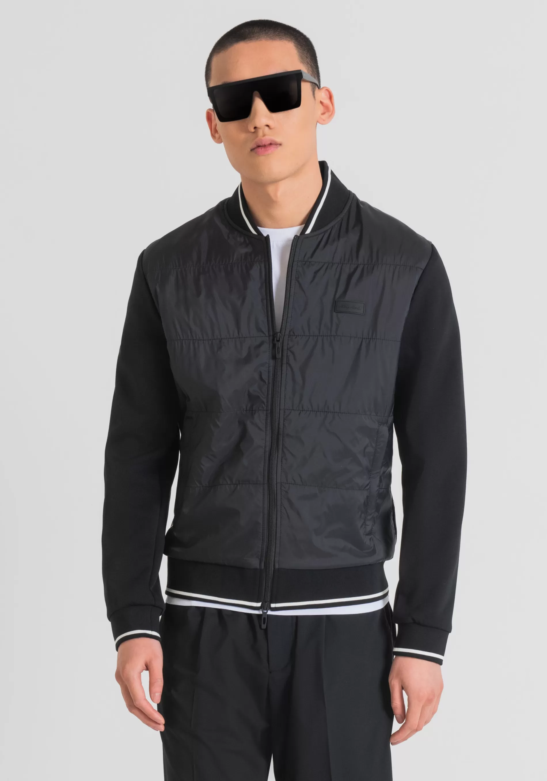 Discount REGULAR FIT SWEATSHIRT IN COTTON BLEND WITH NYLON CONTRAST AND LOGO RUBBER PATCH Sweatshirts
