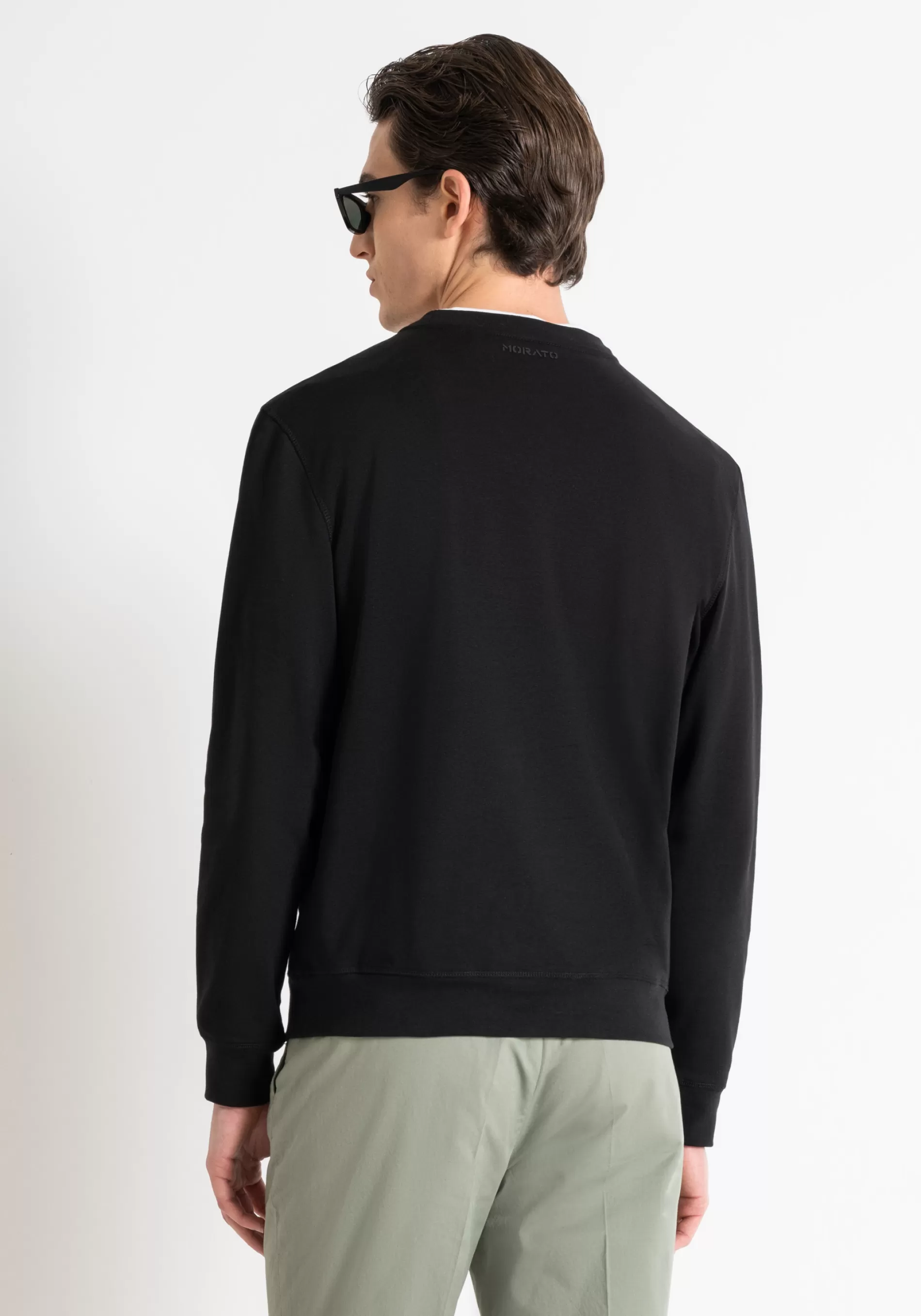 New REGULAR FIT SWEATSHIRT IN COTTON BLEND WITH SUSTAINABLE POLYESTER WITH FLOCK PRINT Sweatshirts