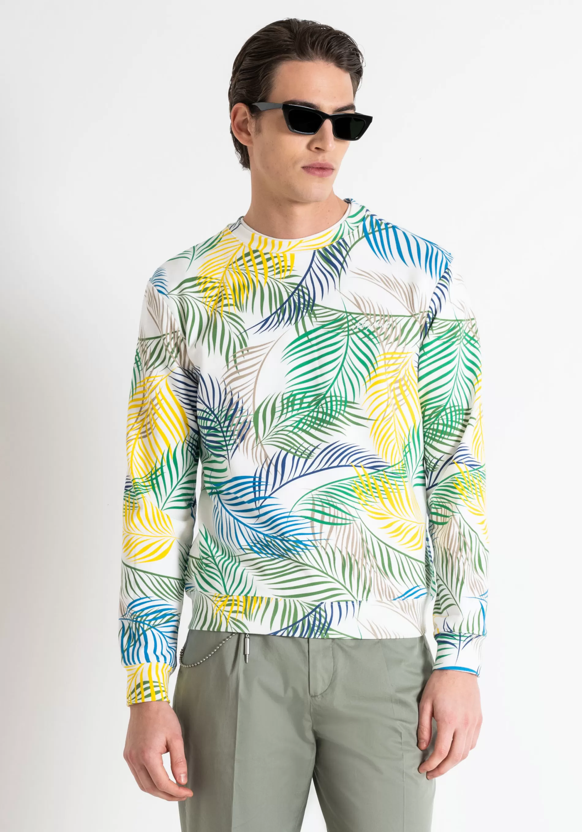 Shop REGULAR FIT SWEATSHIRT IN SUSTAINABLE COTTON-POLYESTER BLEND FABRIC PRINTED WITH LOGO DESIGN Sweatshirts