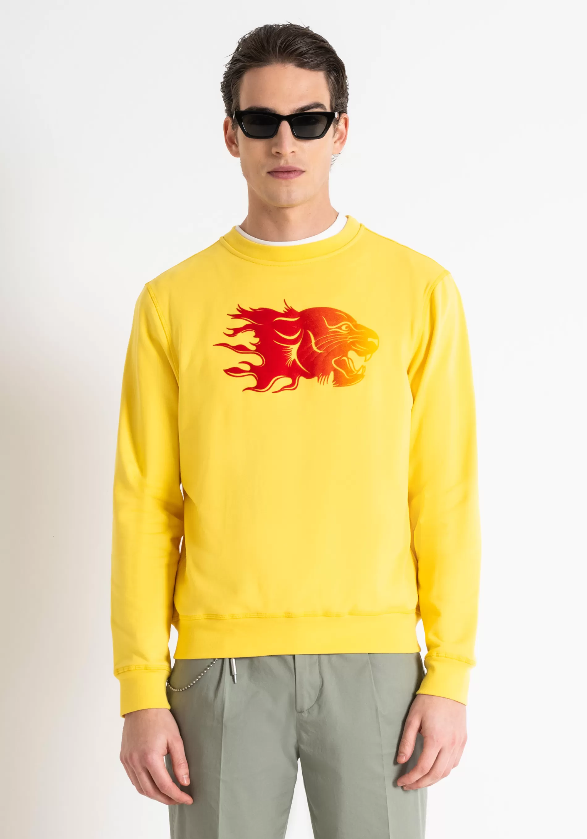 Cheap REGULAR FIT SWEATSHIRT IN SUSTAINABLE COTTON-POLYESTER BLEND WITH FADED FLOCK PRINT Sweatshirts
