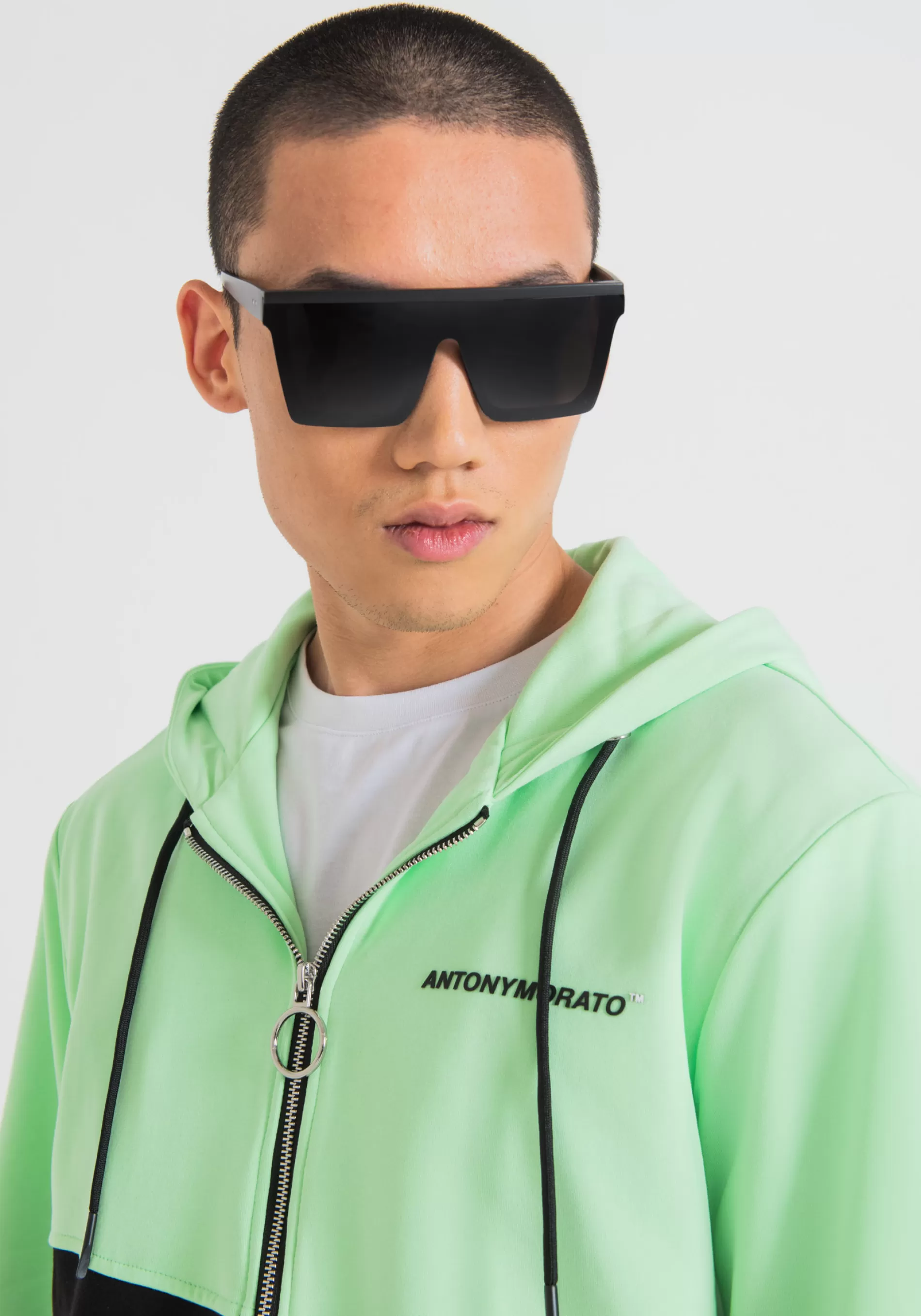 Shop REGULAR FIT SWEATSHIRT IN SUSTAINABLE POLYESTER AND COTTON FABRIC WITH PRINT AND HOOD Sweatshirts