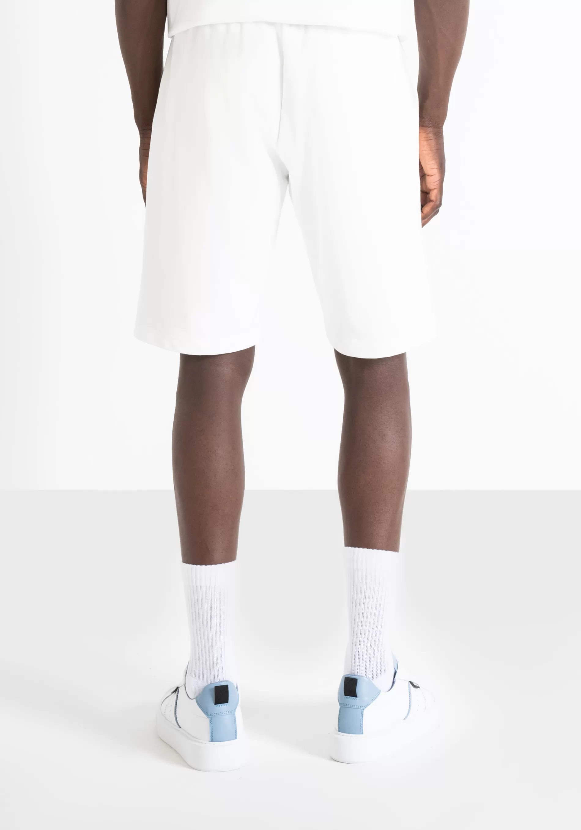 Shop REGULAR FIT SWEATSHORTS IN SUSTAINABLE COTTON-POLYESTER BLEND WITH EMBROIDERED LOGO Trousers